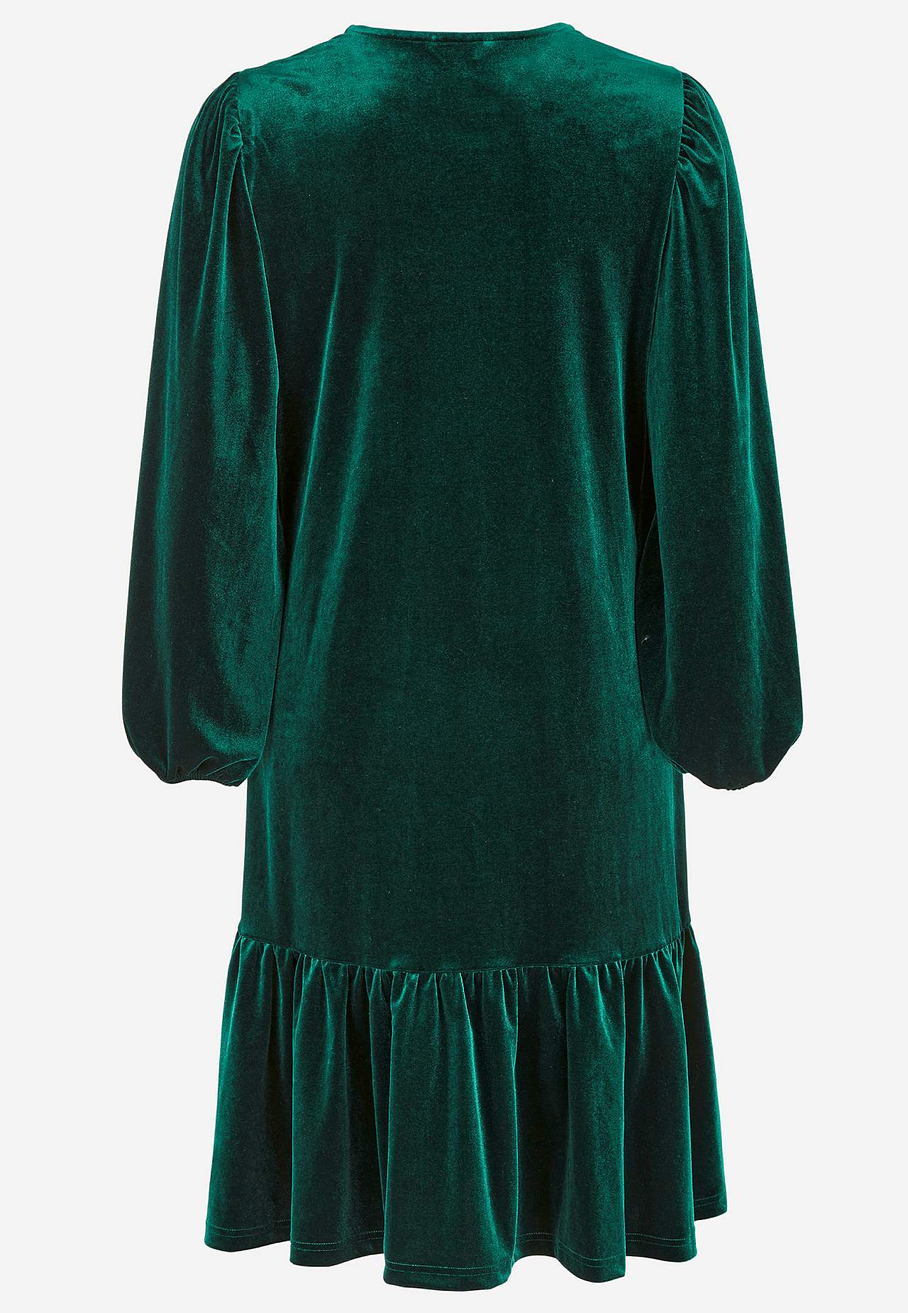 Dress in velour with flounce