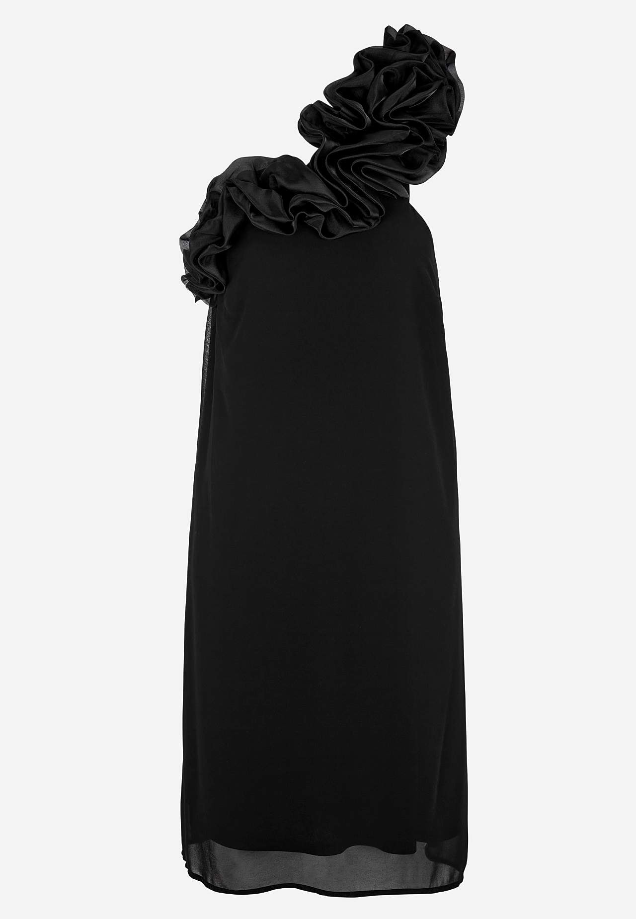 Asymmetrical cocktail dress with ruffle