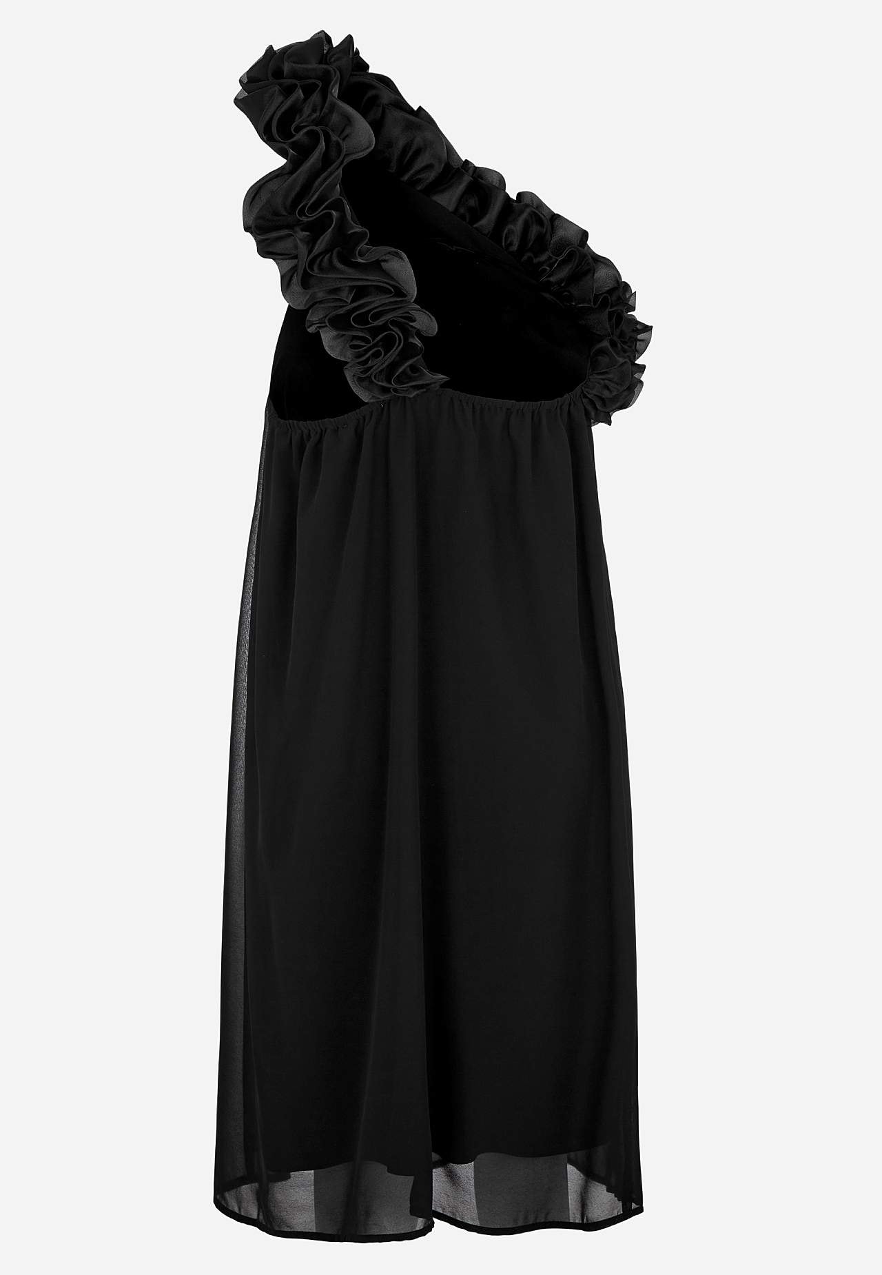 Asymmetrical cocktail dress with ruffle