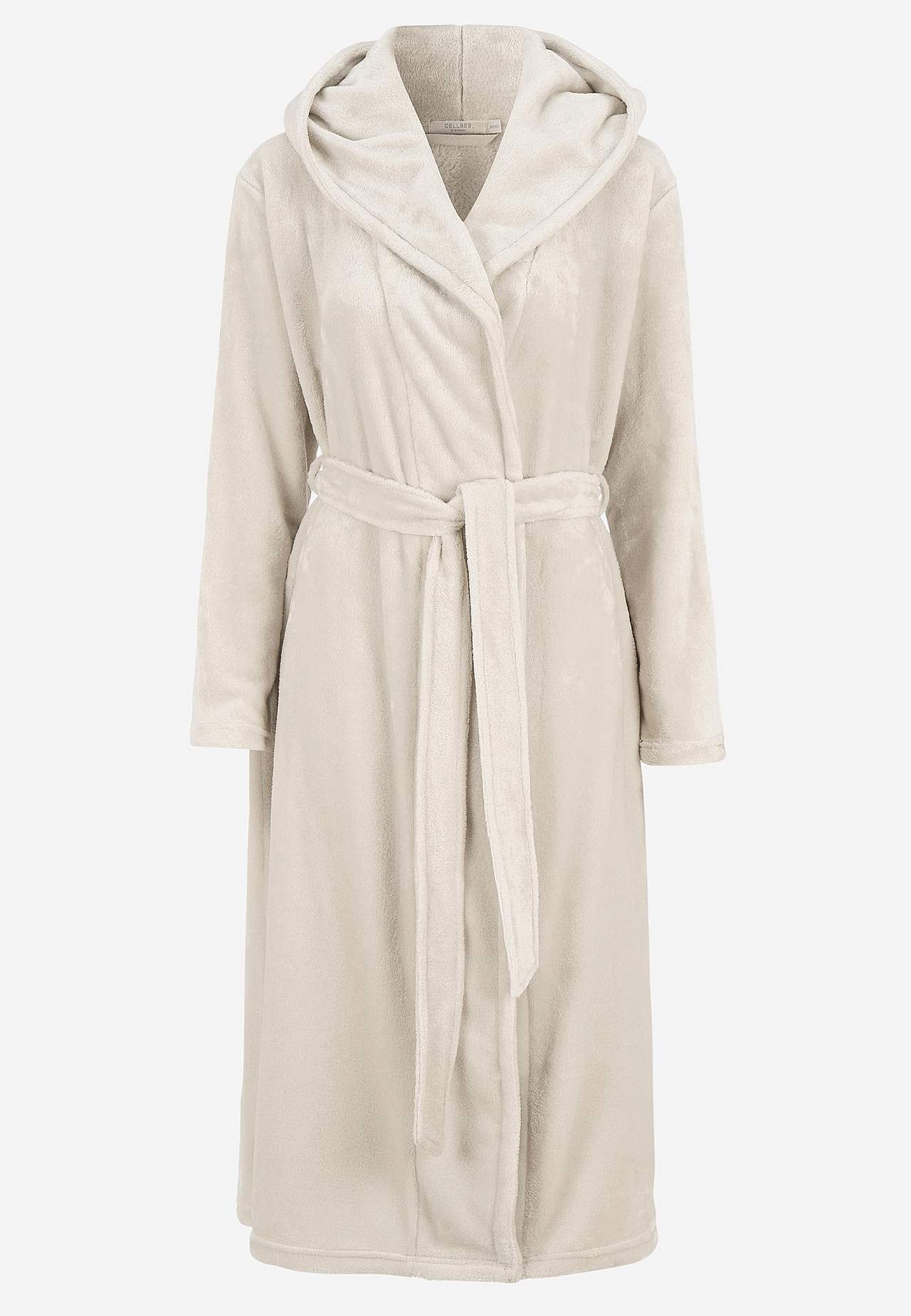 Dressing gown in fleece with hood