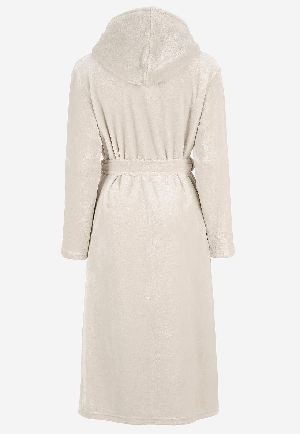 Dressing gown in fleece with hood