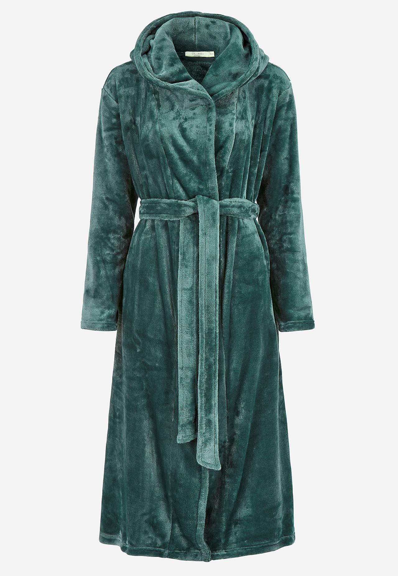 Dressing gown in fleece with hood