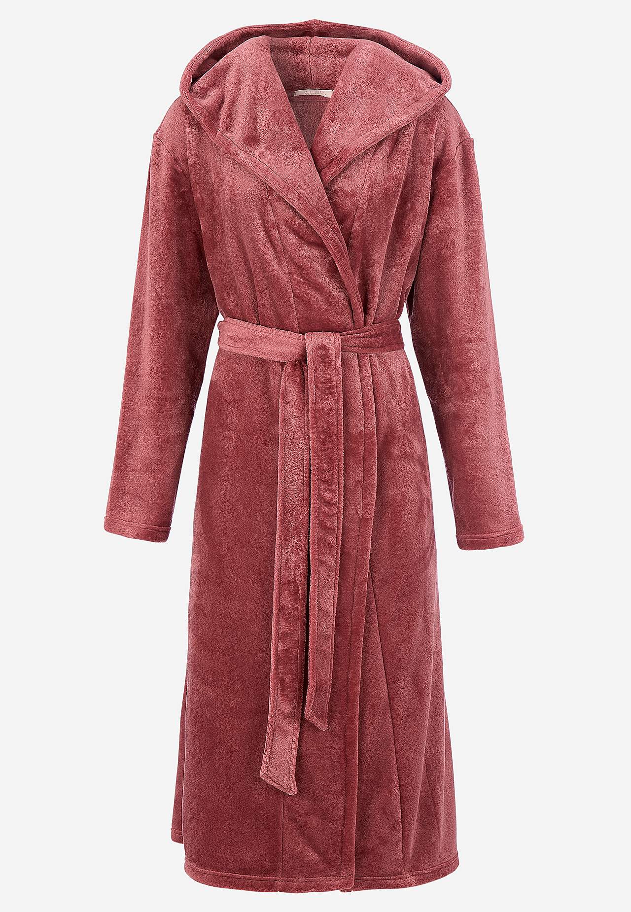 Dressing gown in fleece with hood