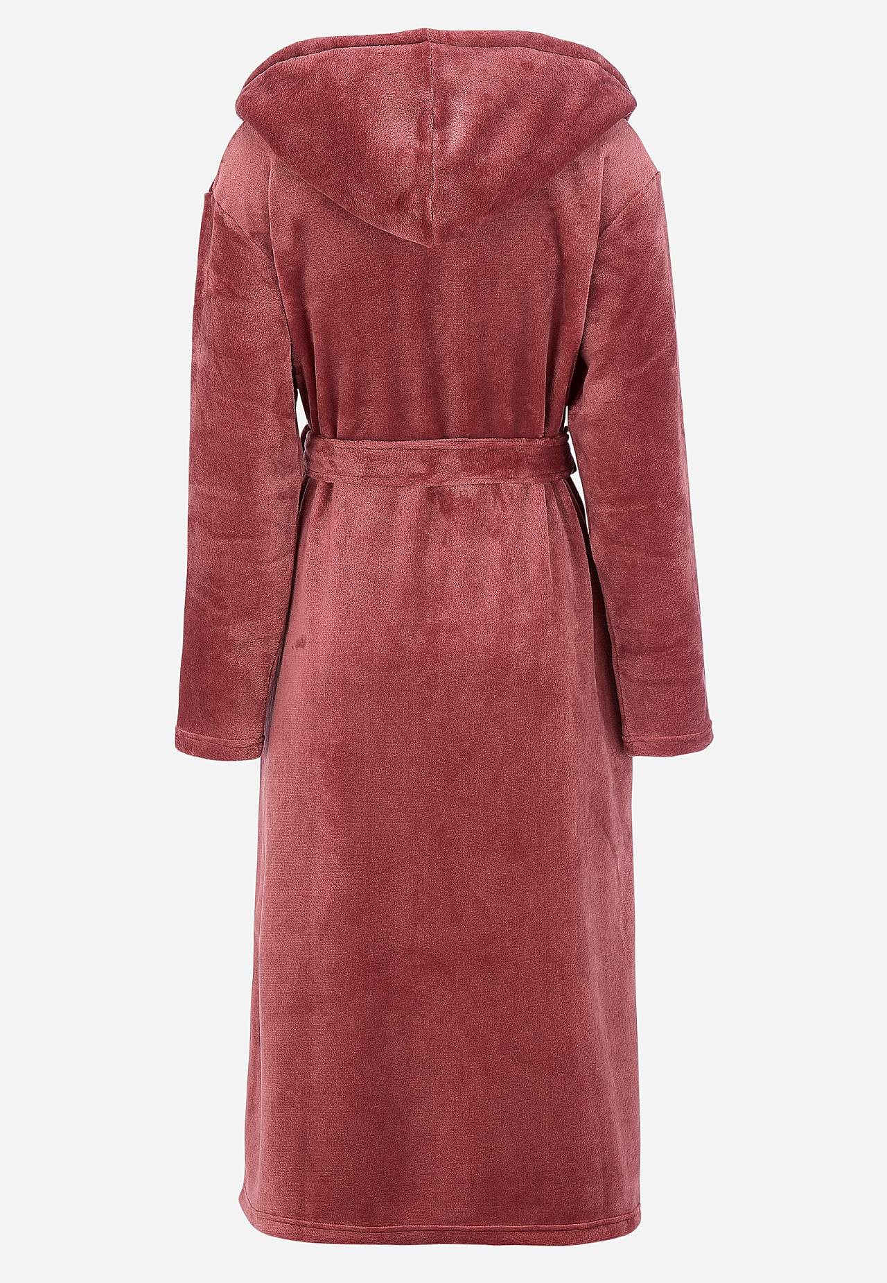 Dressing gown in fleece with hood