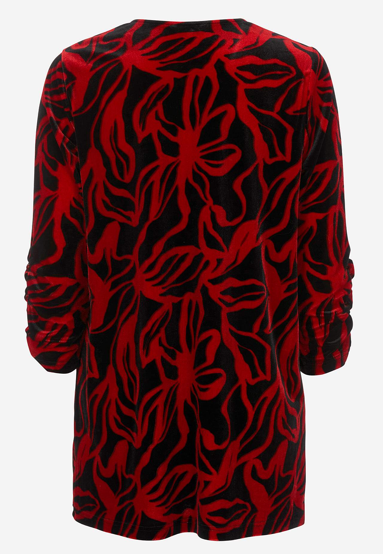 Velvet tunic with gathered sleeve detail