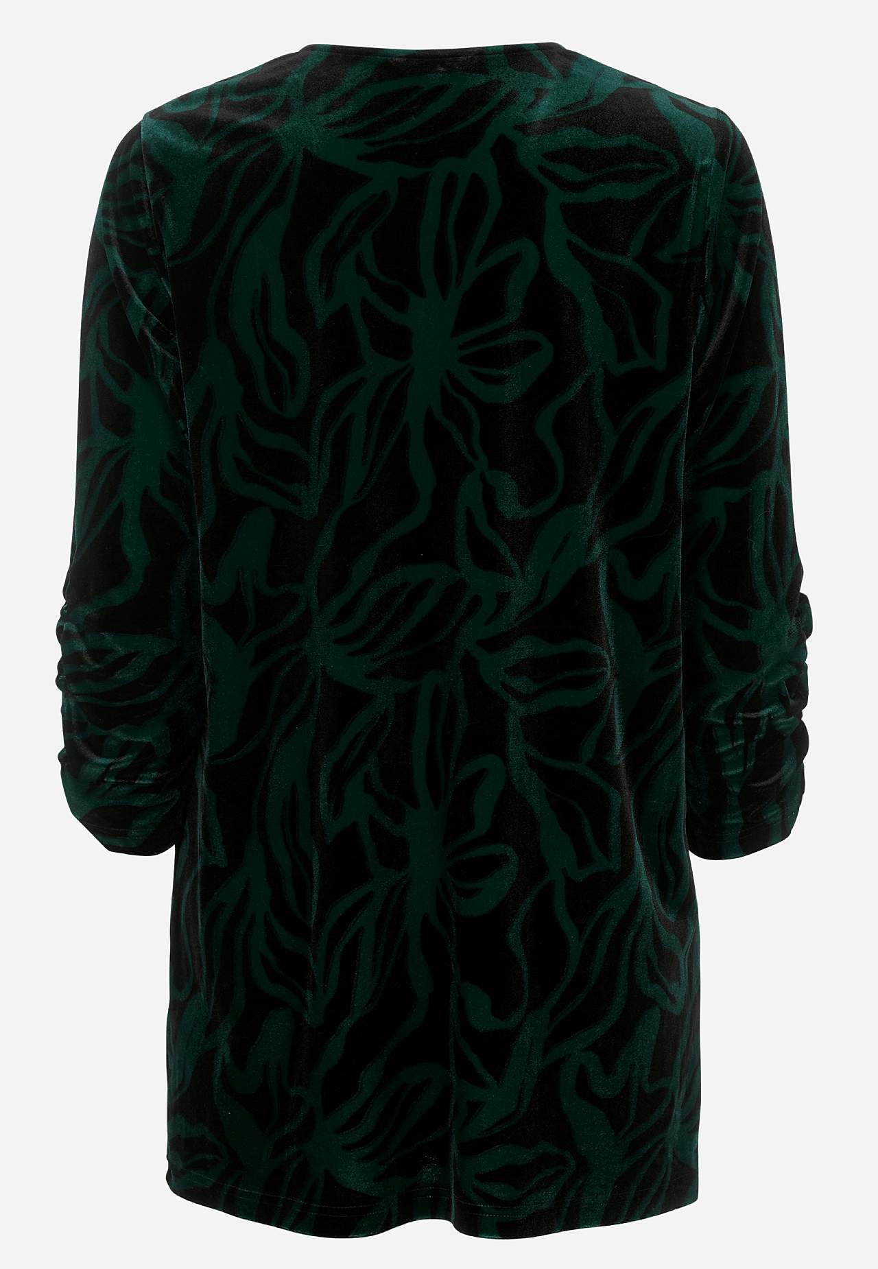 Velvet tunic with gathered sleeve detail