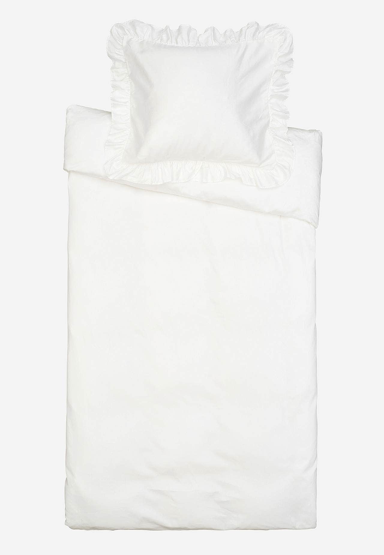 Duvet cover sets in satin with frills Organic cotton