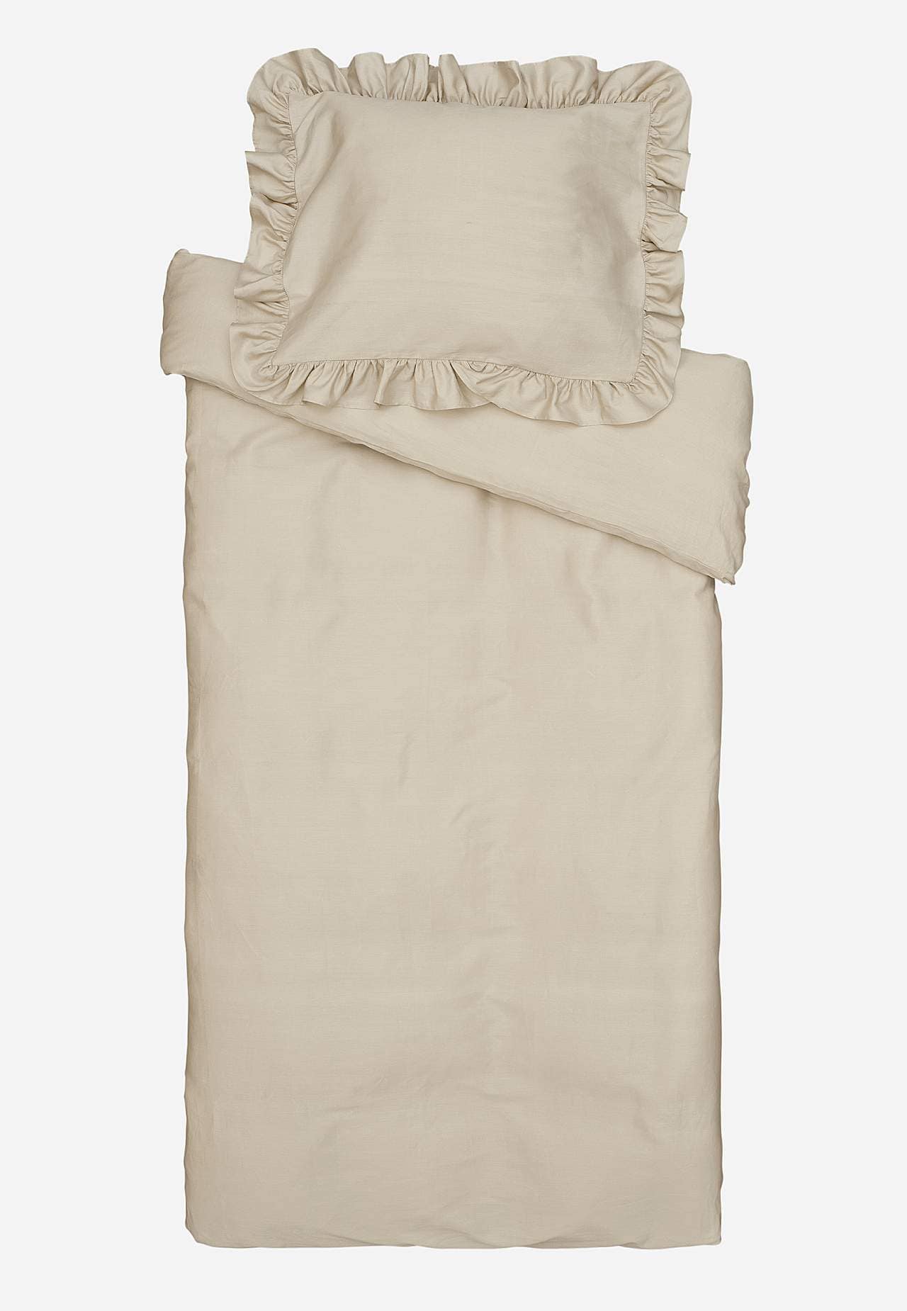 Duvet cover sets in satin with frills Organic cotton