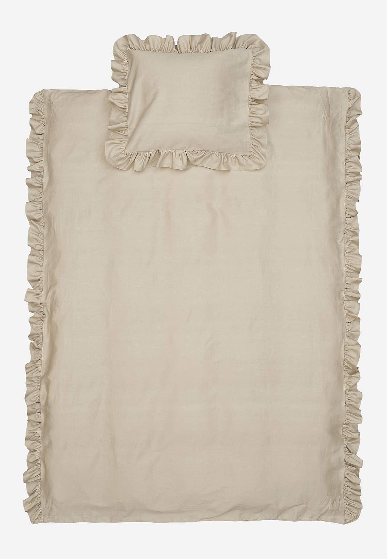 Duvet cover sets in satin with frills Organic cotton