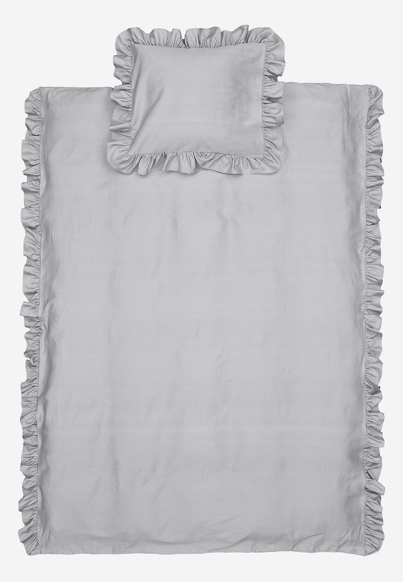 Duvet cover sets in satin with frills Organic cotton