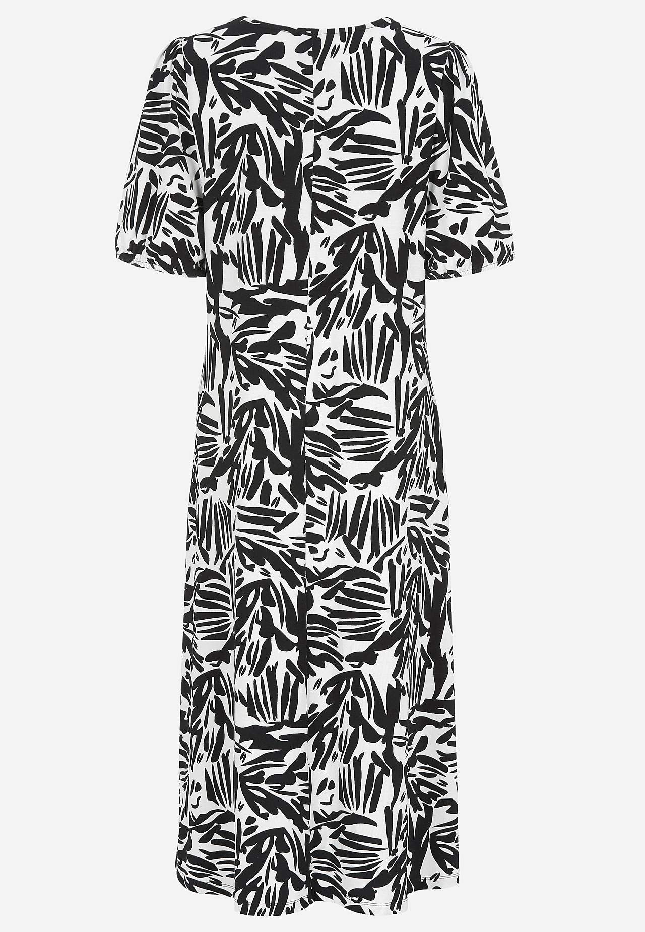 Jersey dress with puff sleeves