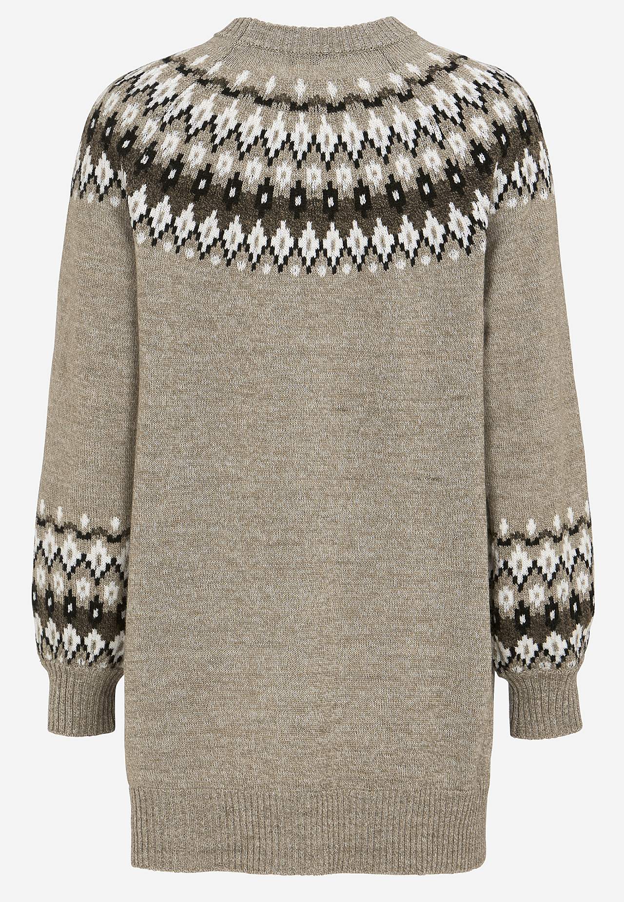 Knitted, jacquard patterned sweater