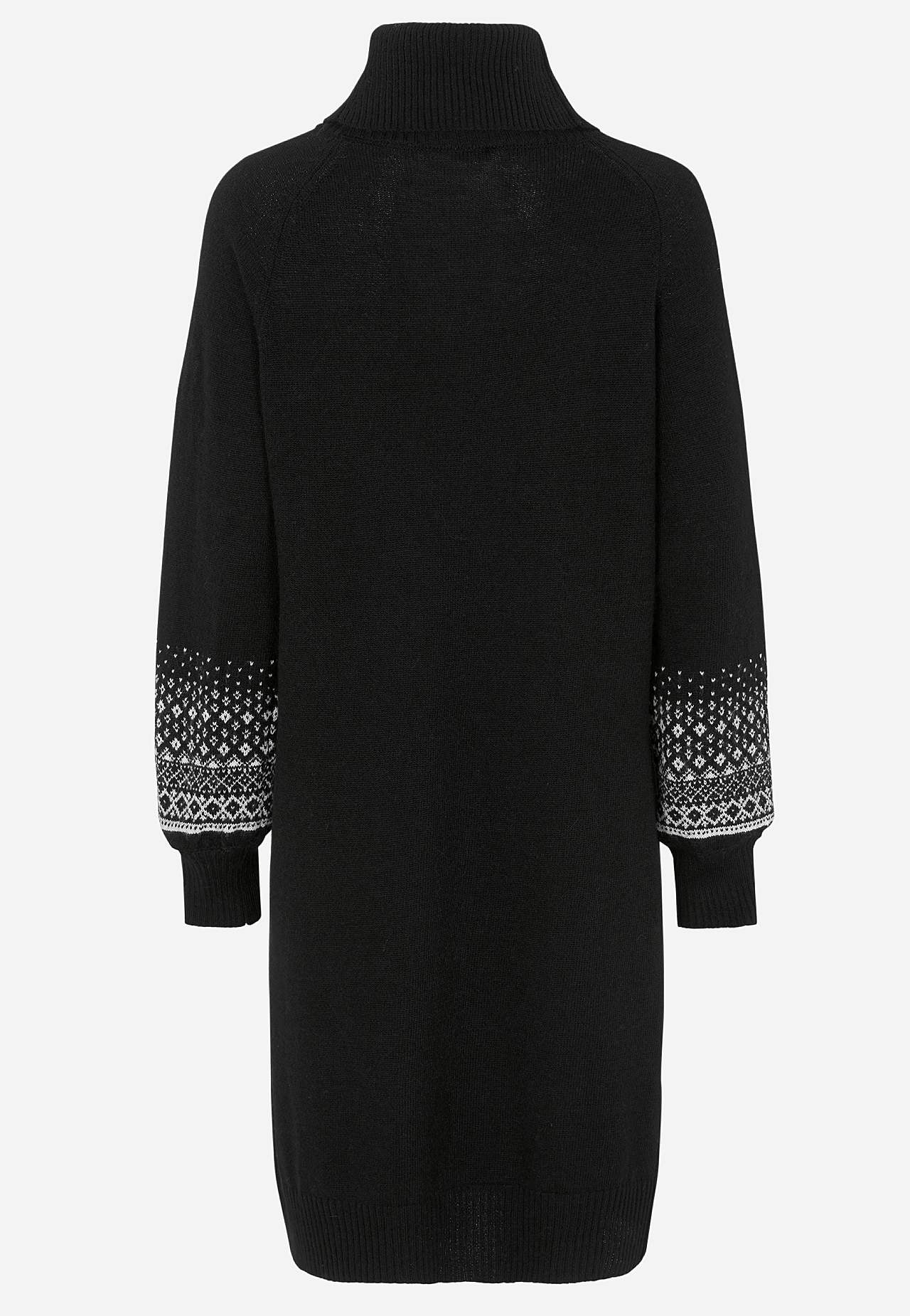 Knitted dress with jacquard patterned sleeves