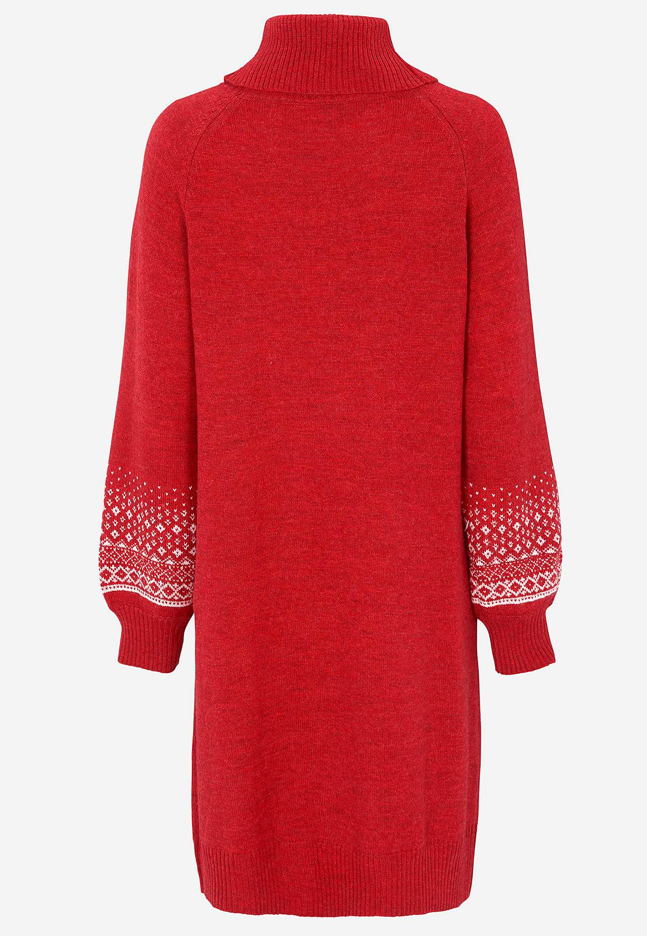 Knitted dress with jacquard patterned sleeves