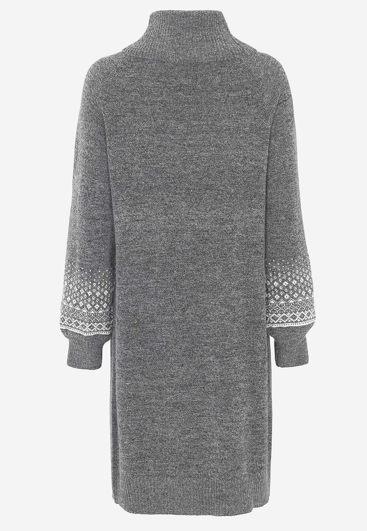 Knitted dress with jacquard patterned sleeves