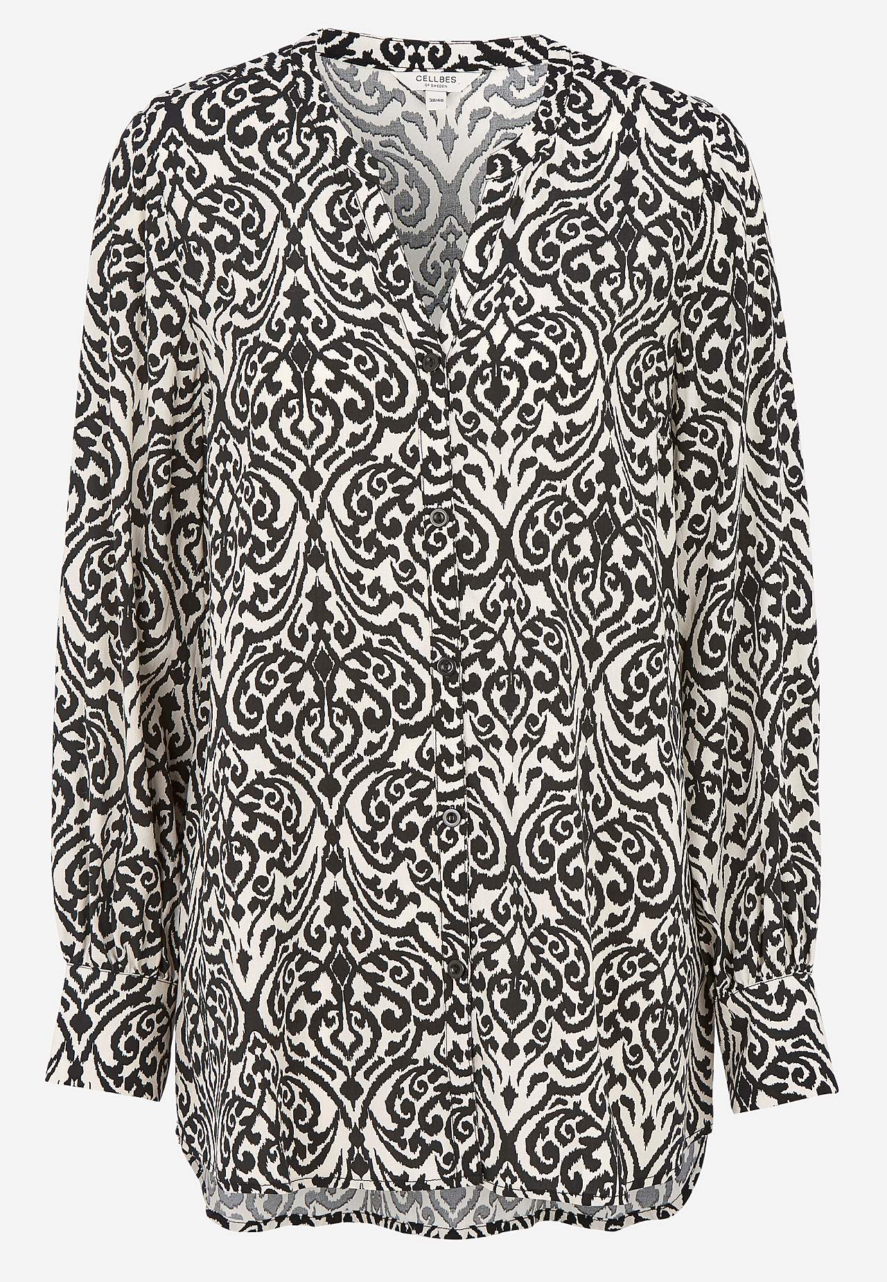 Woven tunic with buttons