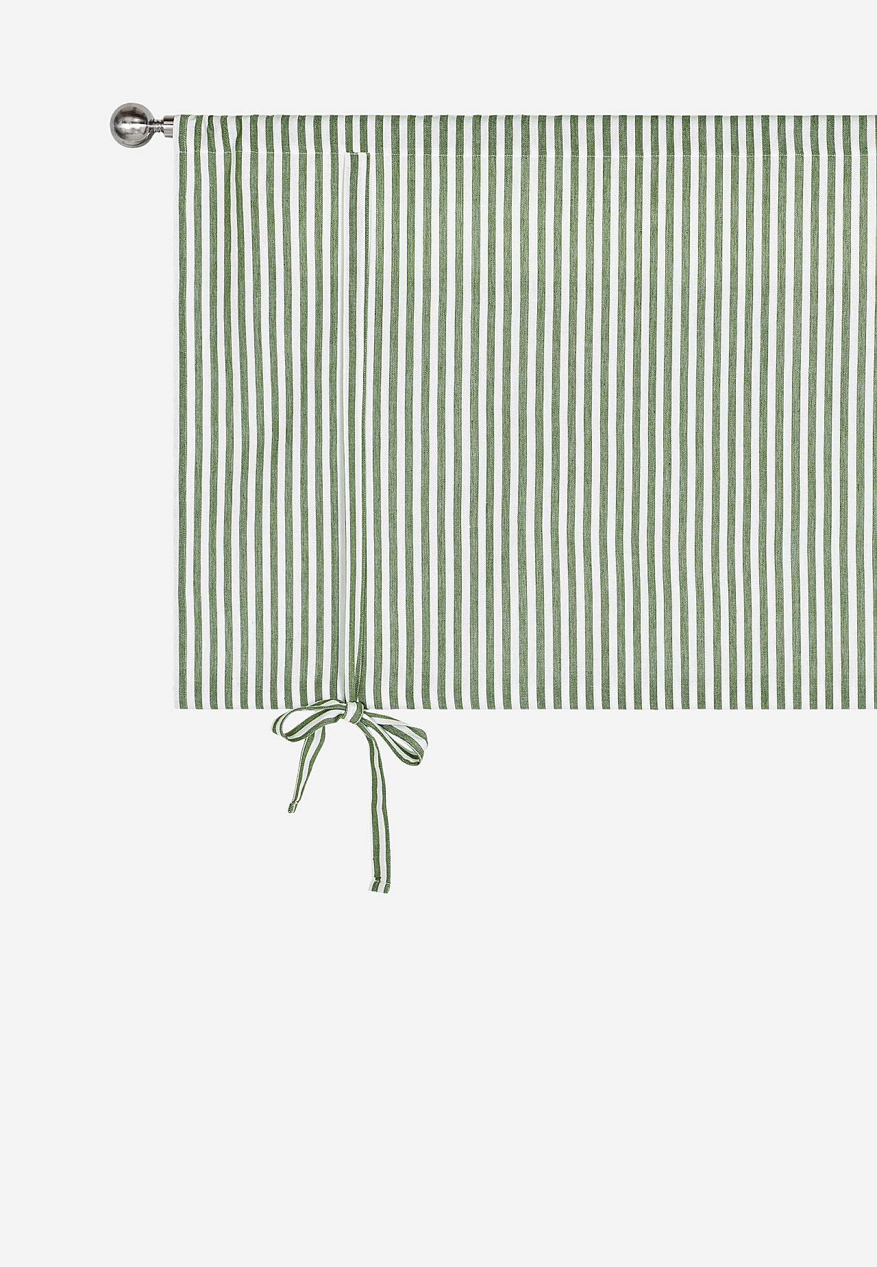 Woven, striped roman blind