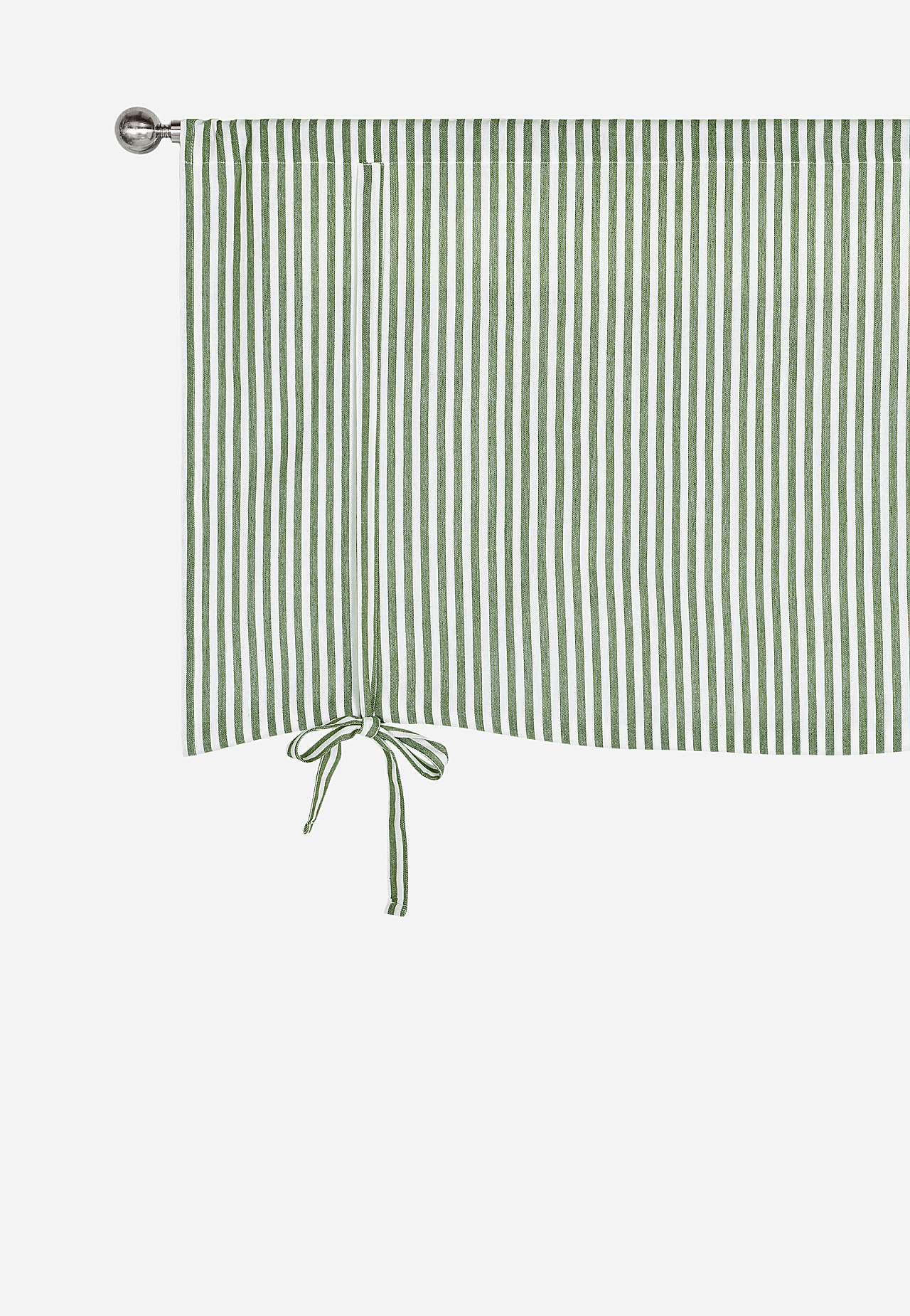 Woven, striped roman blind