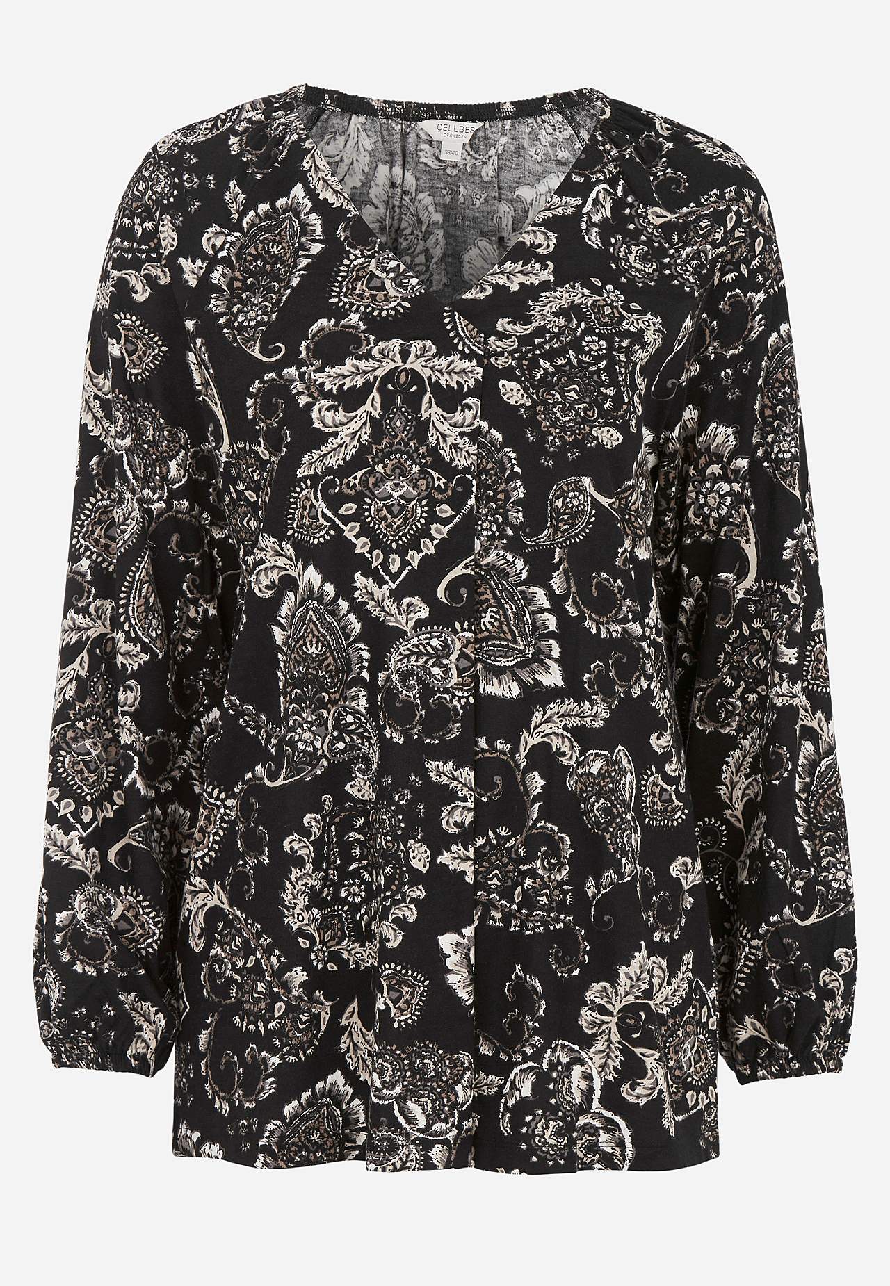 Patterned jersey tuniq with decorative pleat