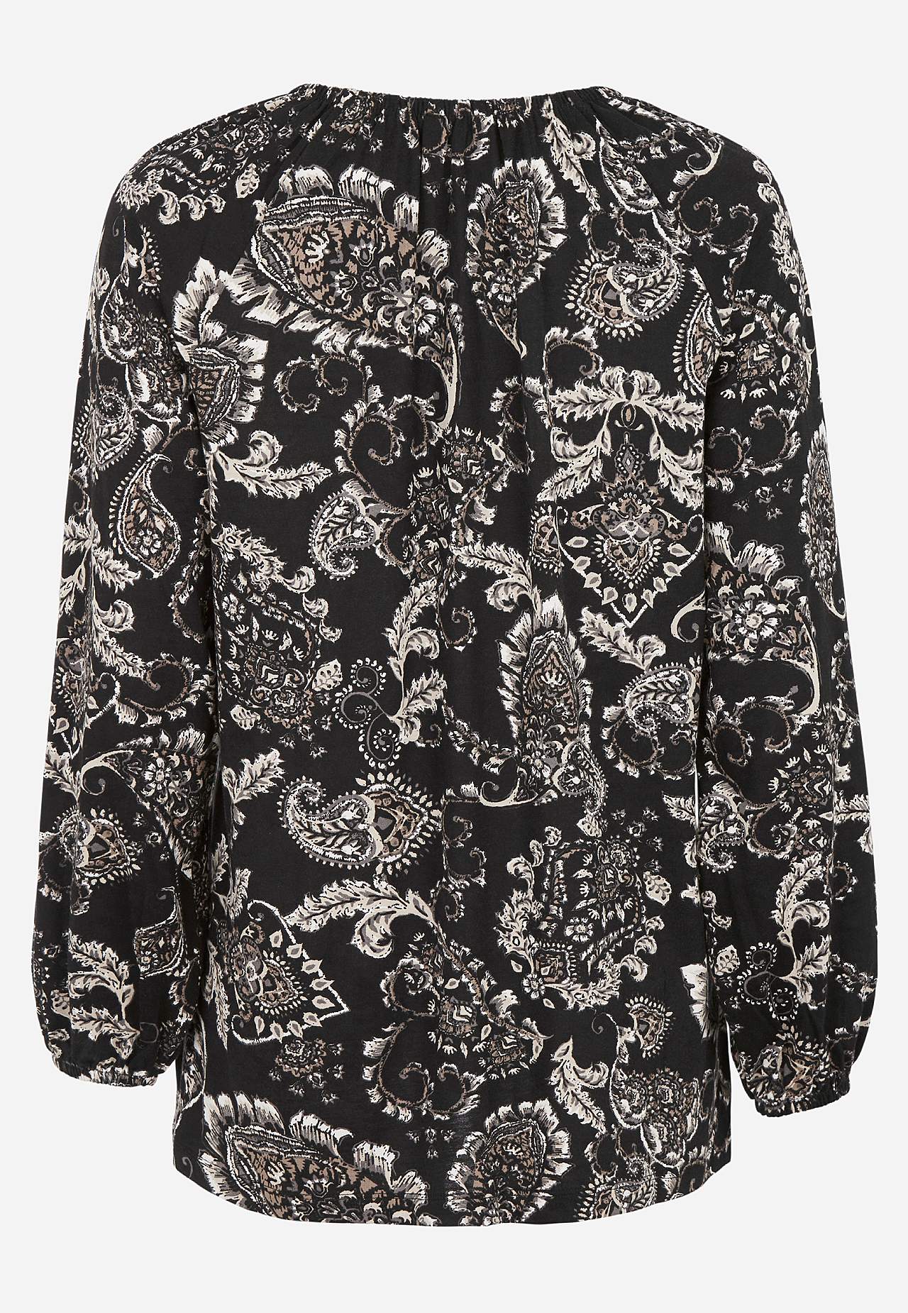 Patterned jersey tuniq with decorative pleat