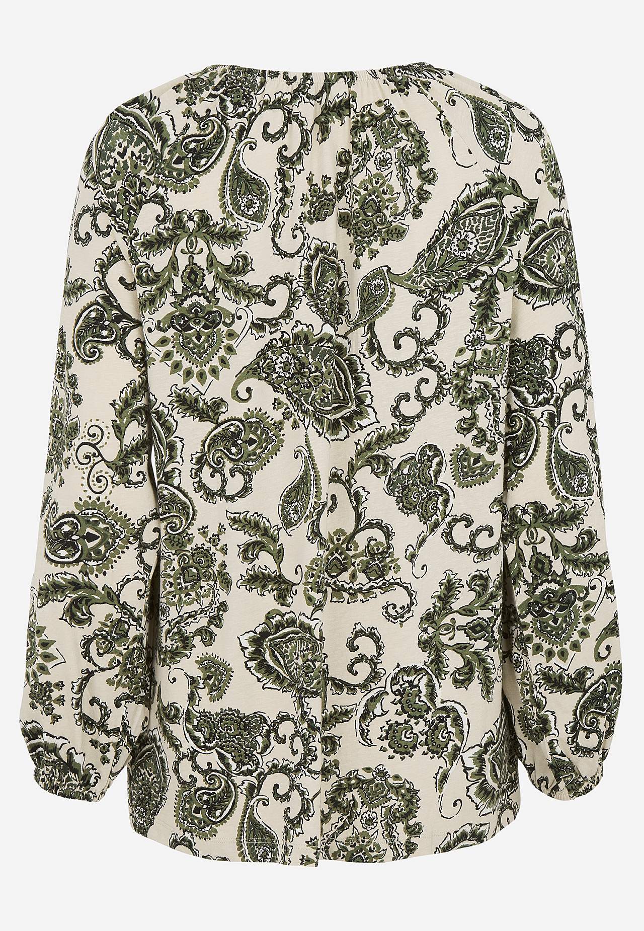 Patterned jersey tuniq with decorative pleat