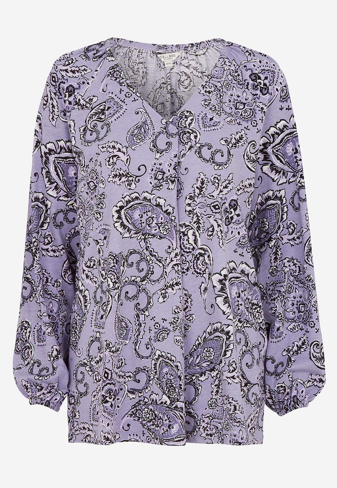 Patterned jersey tuniq with decorative pleat
