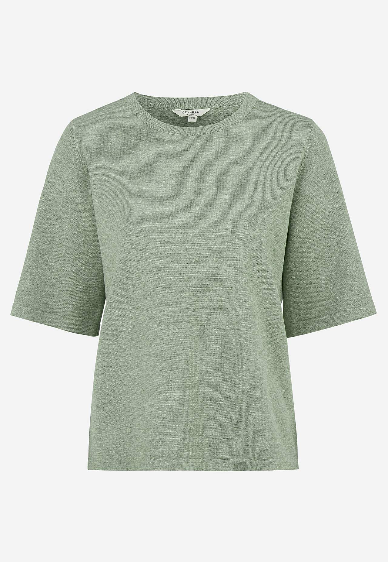 Short-sleeved fine knit jumper
