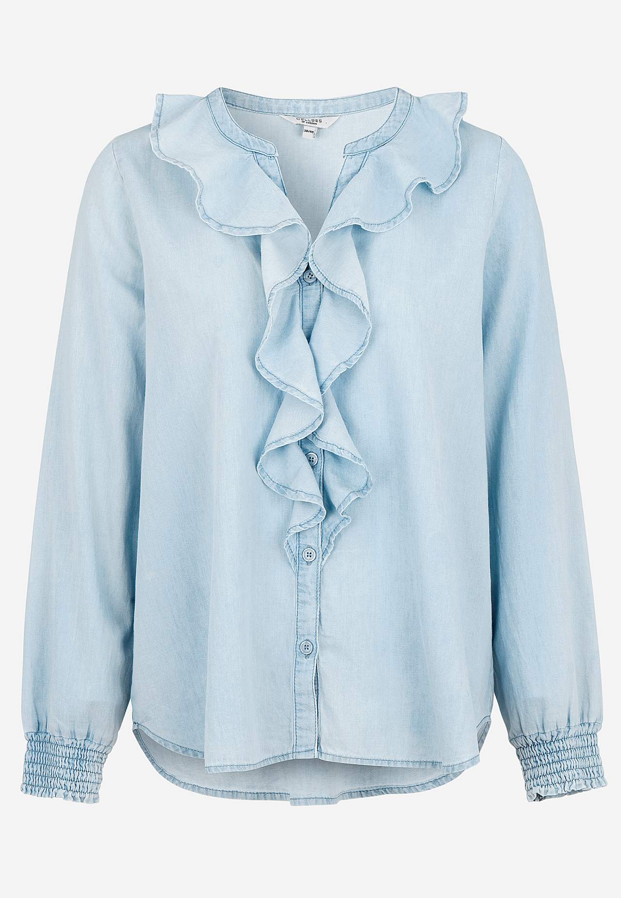 Flounce blouse in denim
