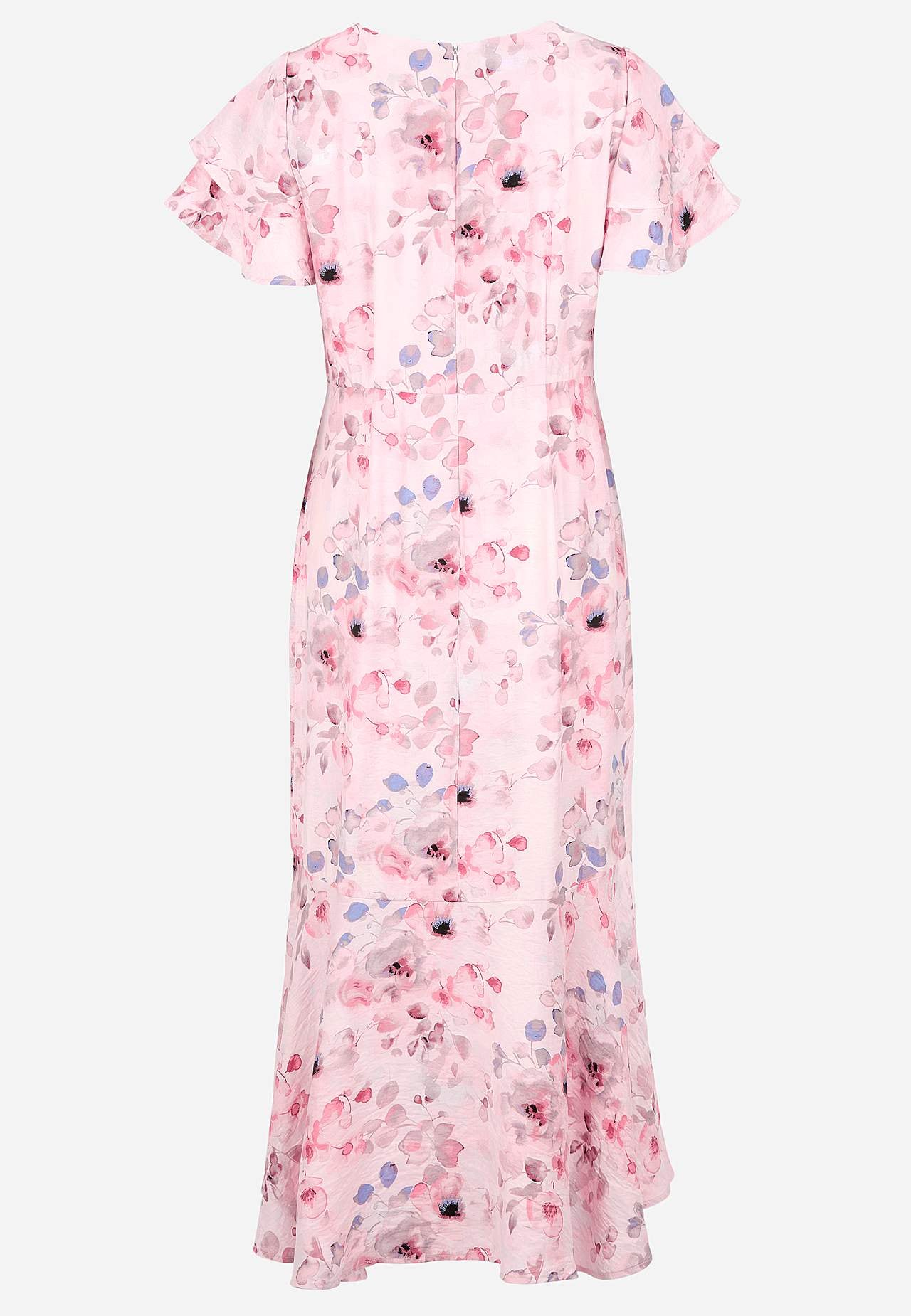 Flounce dress with butterfly sleeves
