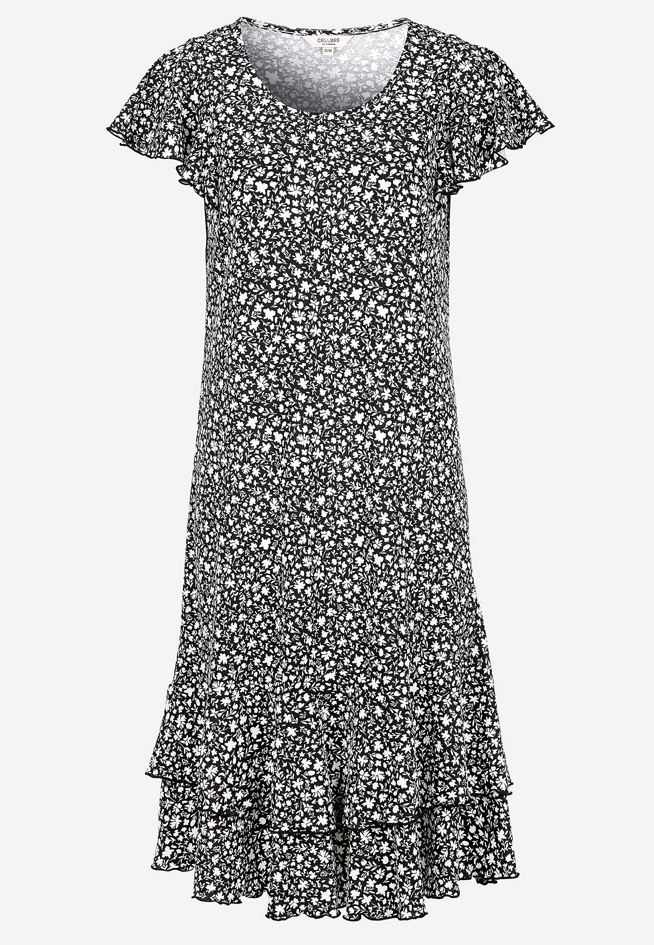 Jersey dress with frills