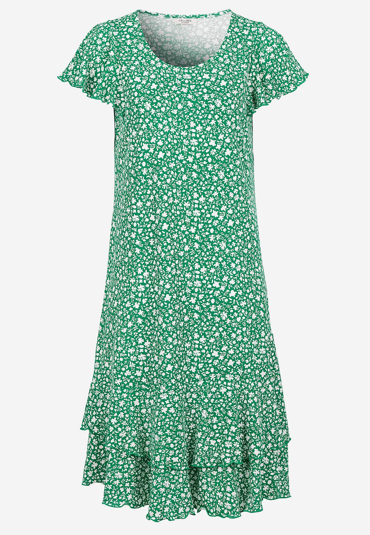 Jersey dress with frills