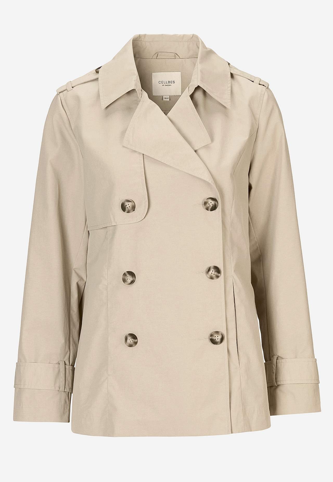 Double-breasted, short trenchcoat