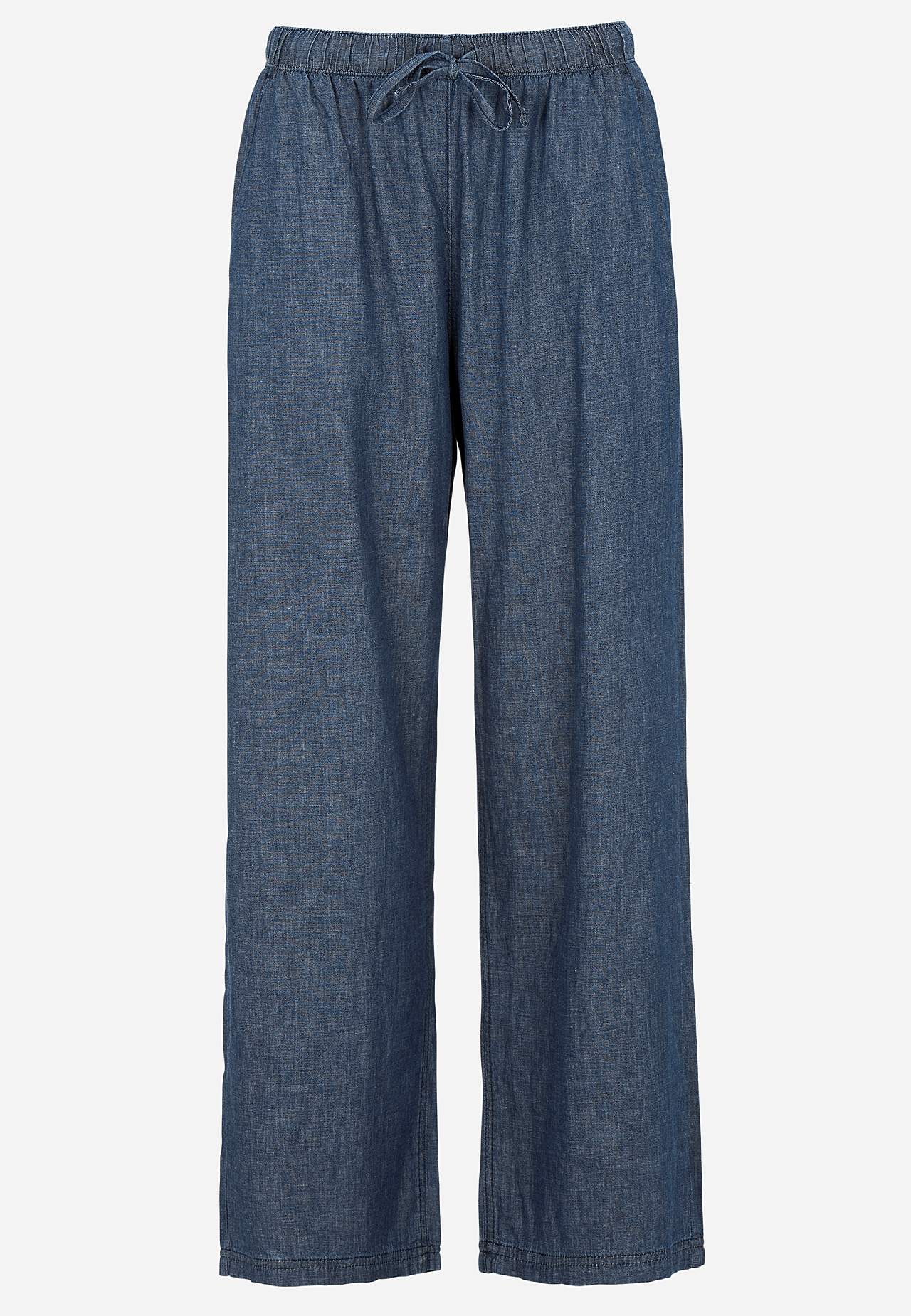 Trousers in denim with wide legs