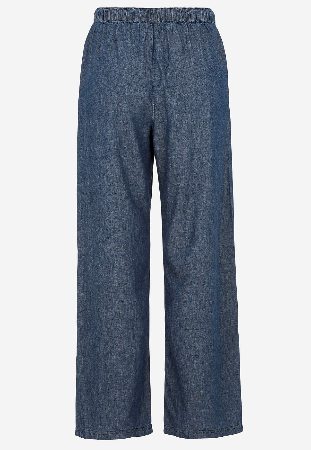 Trousers in denim with wide legs