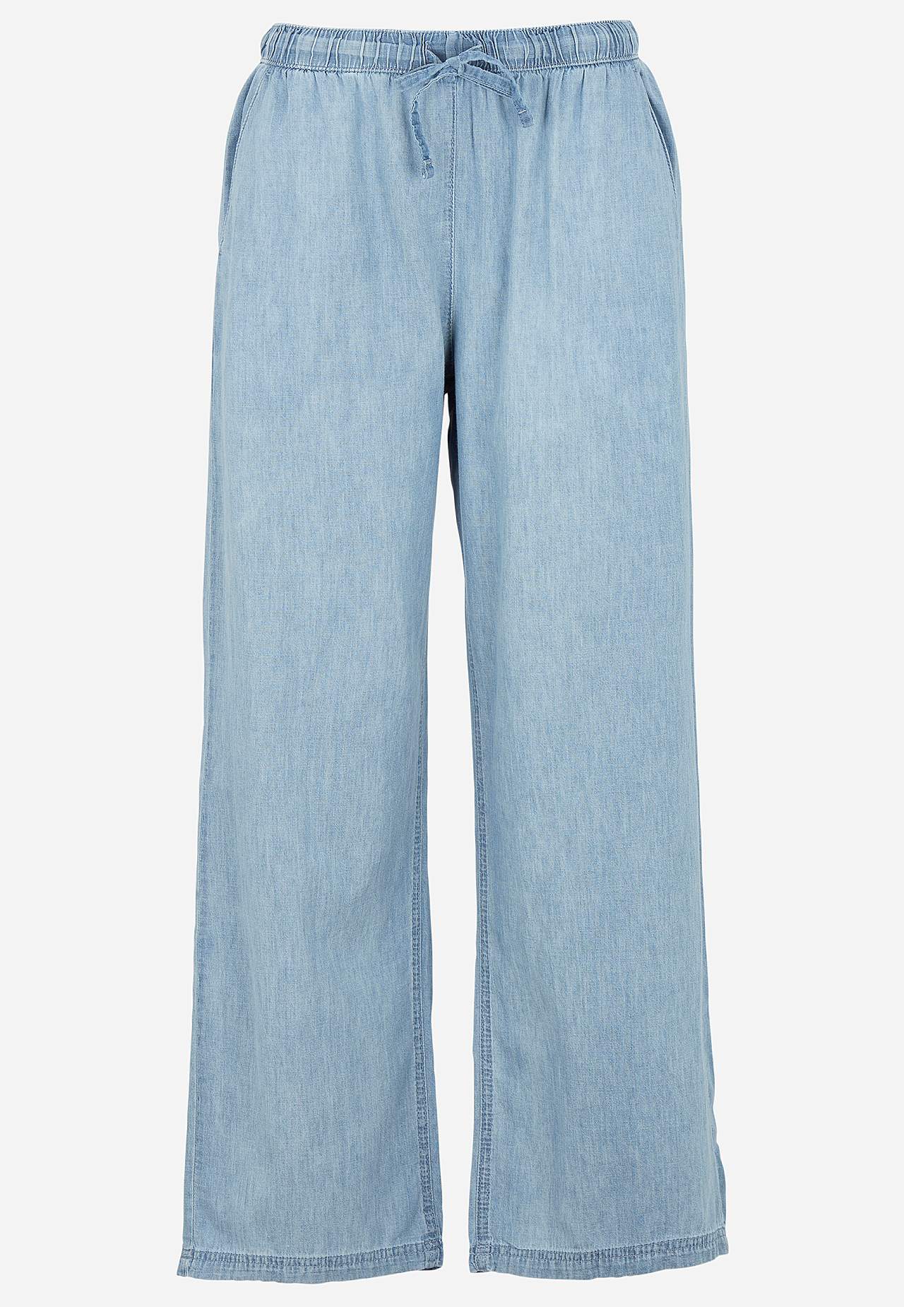 Trousers in denim with wide legs