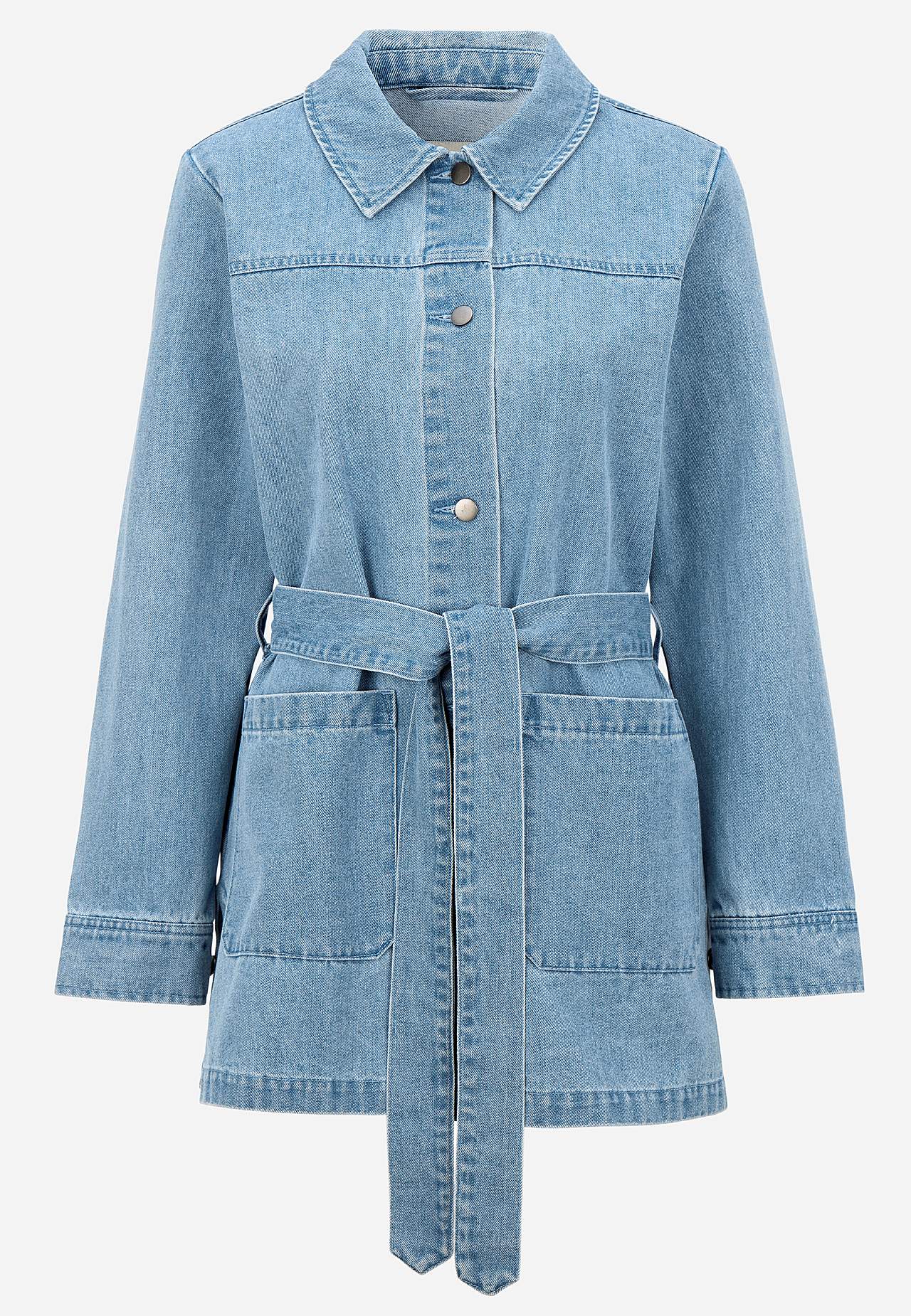Denim jacket with tie band