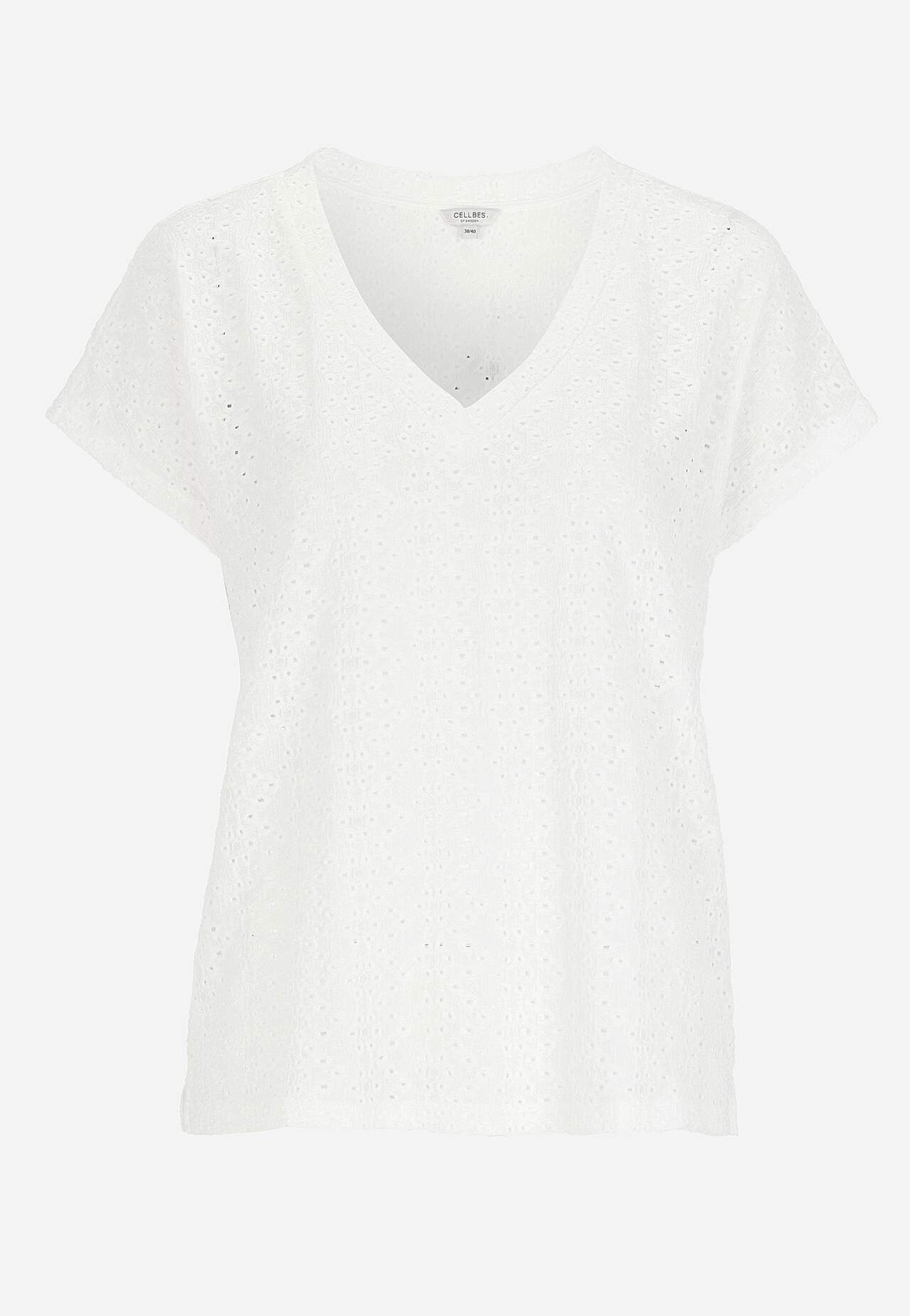 Jersey top with hole embroidery