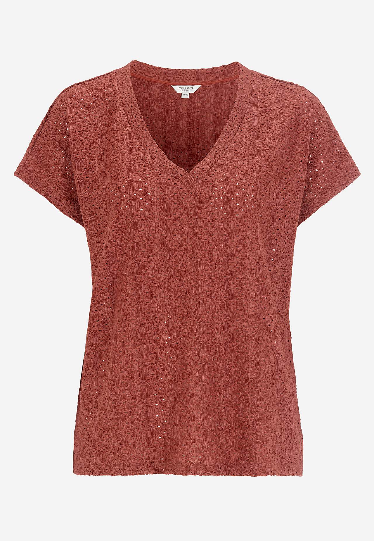 Jersey top with hole embroidery