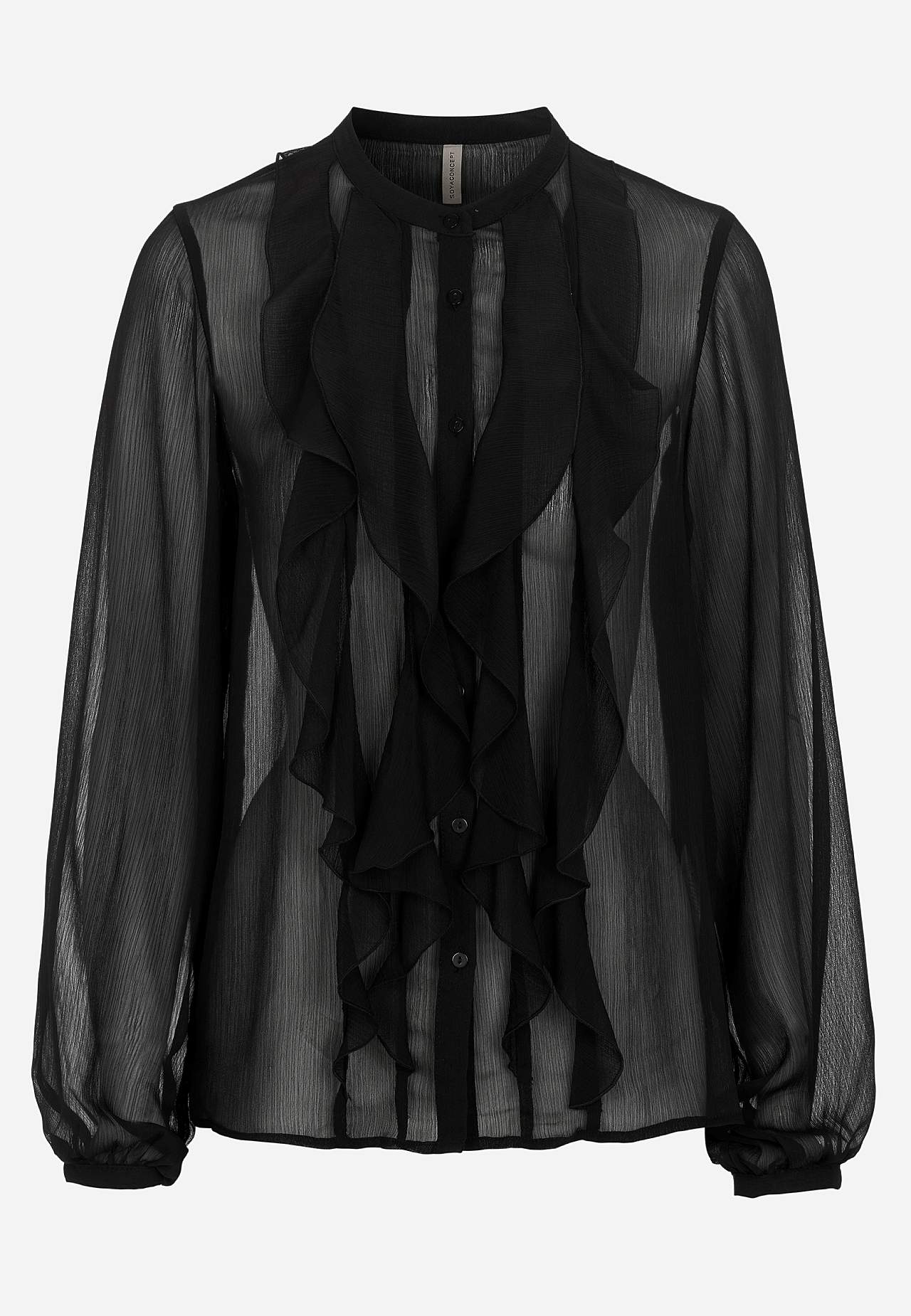 Chiffonbluse med volanter billede