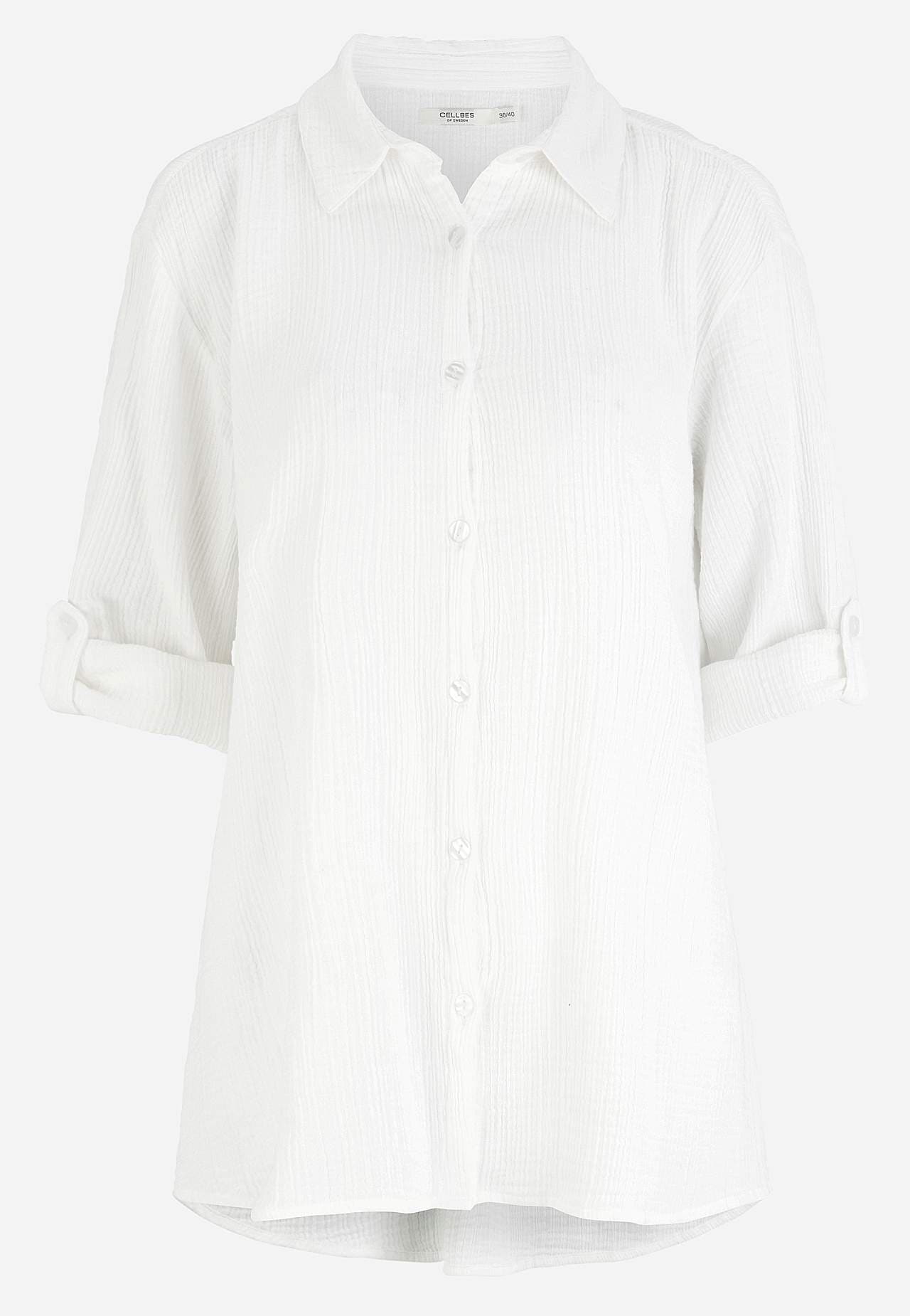 Long shirt in crinkled cotton