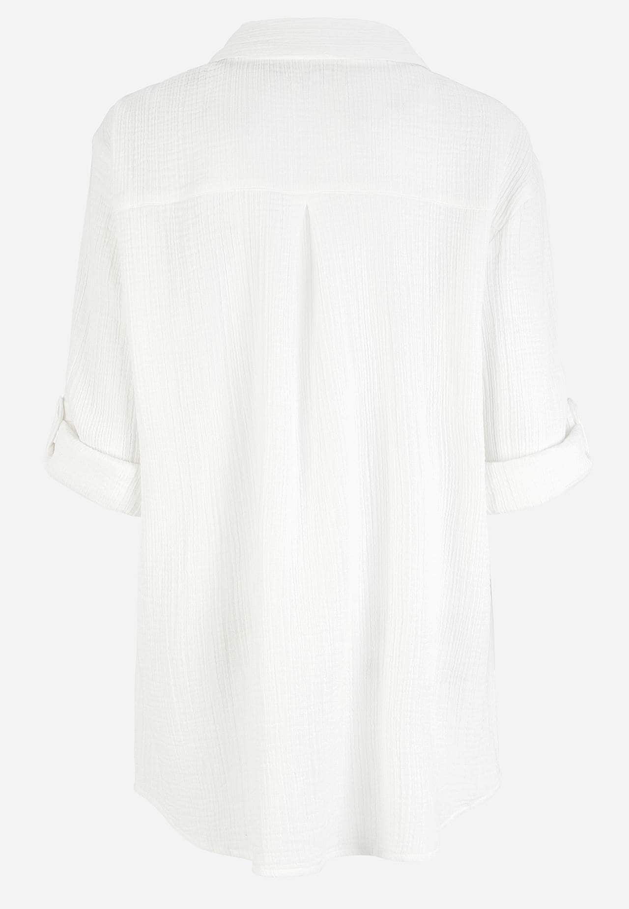 Long shirt in crinkled cotton