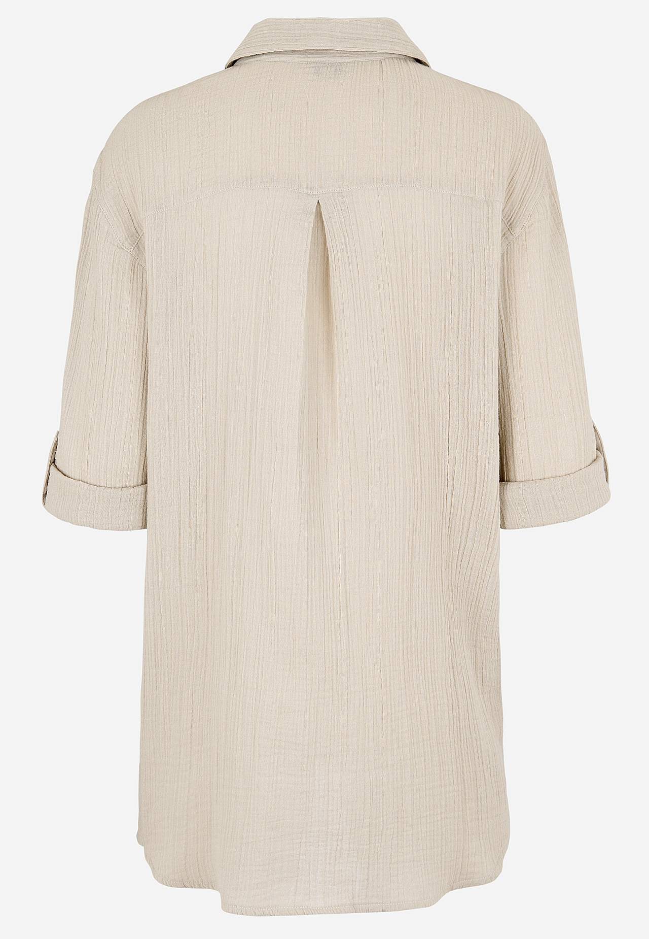 Long shirt in crinkled cotton