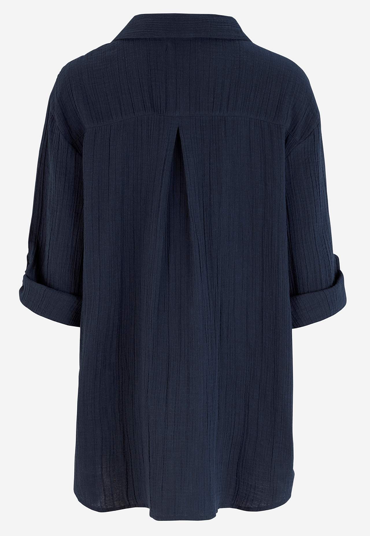 Long shirt in crinkled cotton