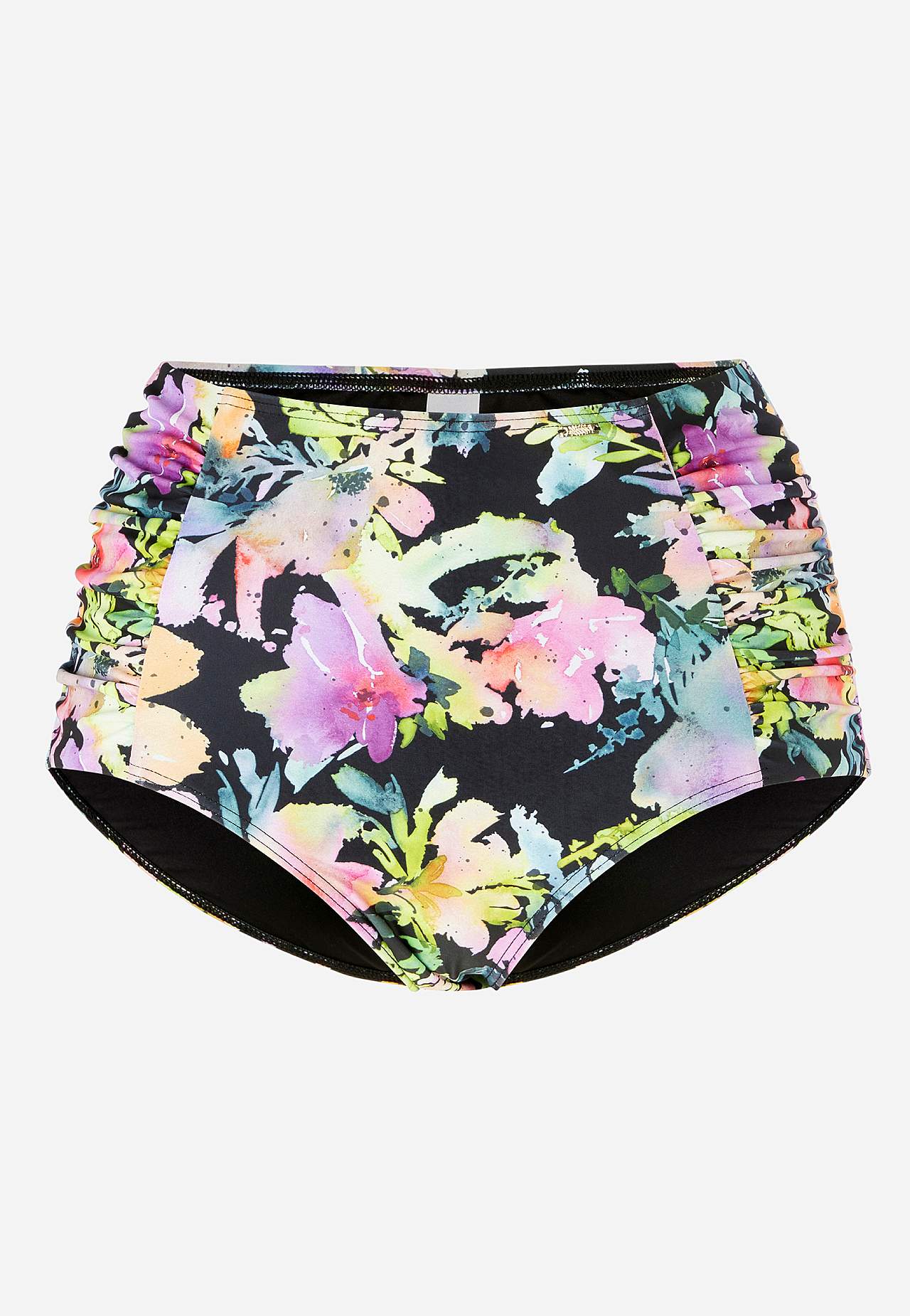 Ruched bikini bottom with high waist
