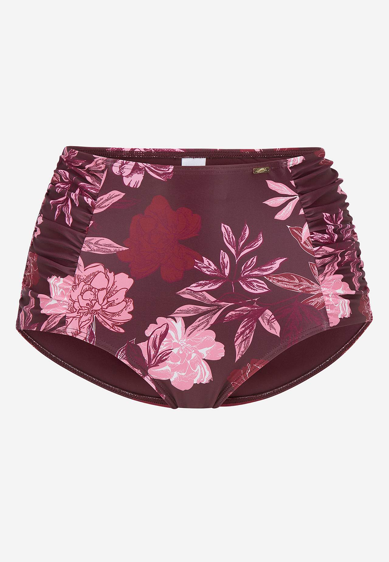 Patterned bikini bottom with high waist