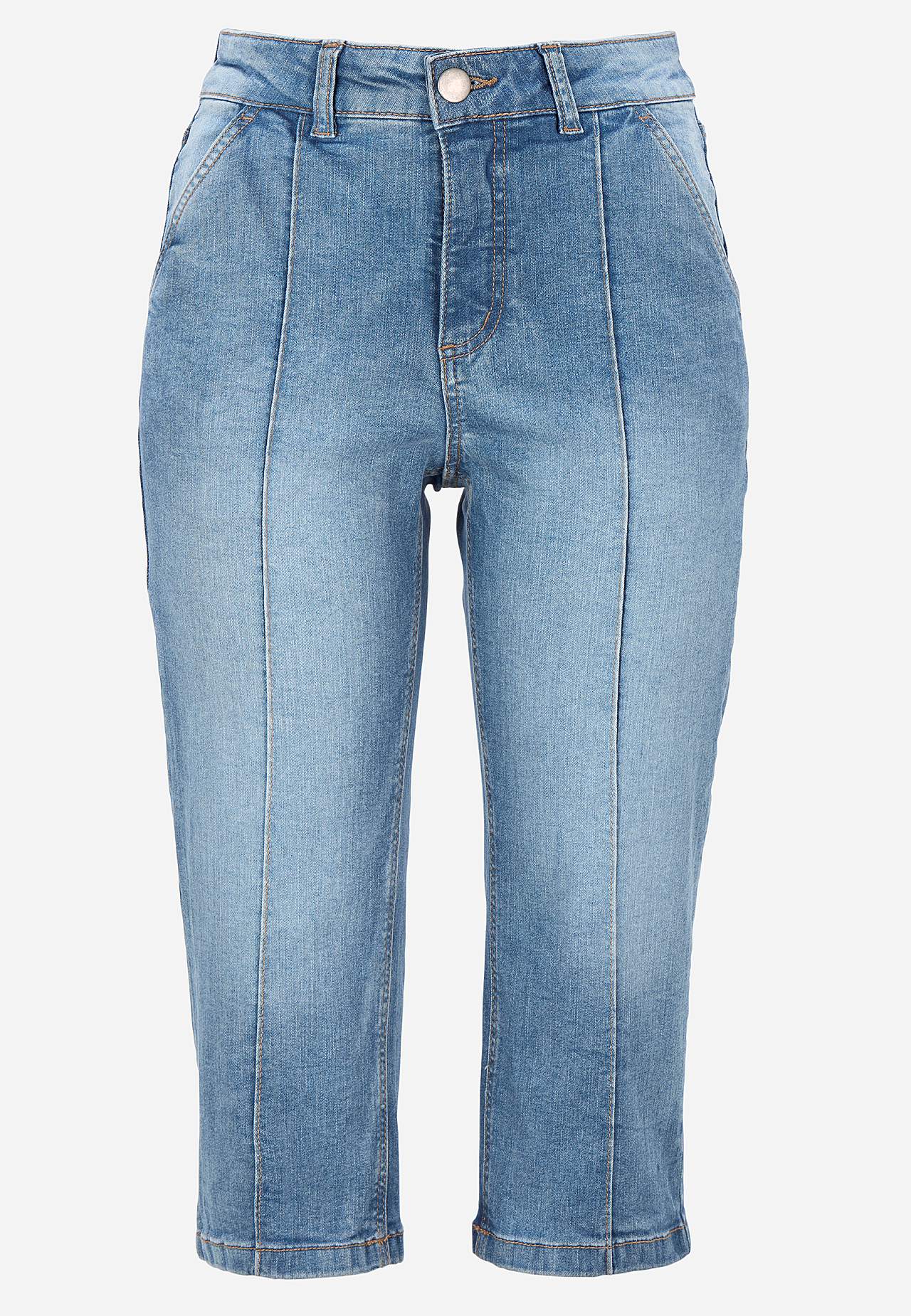 Stretchy crop jeans with stitched crease