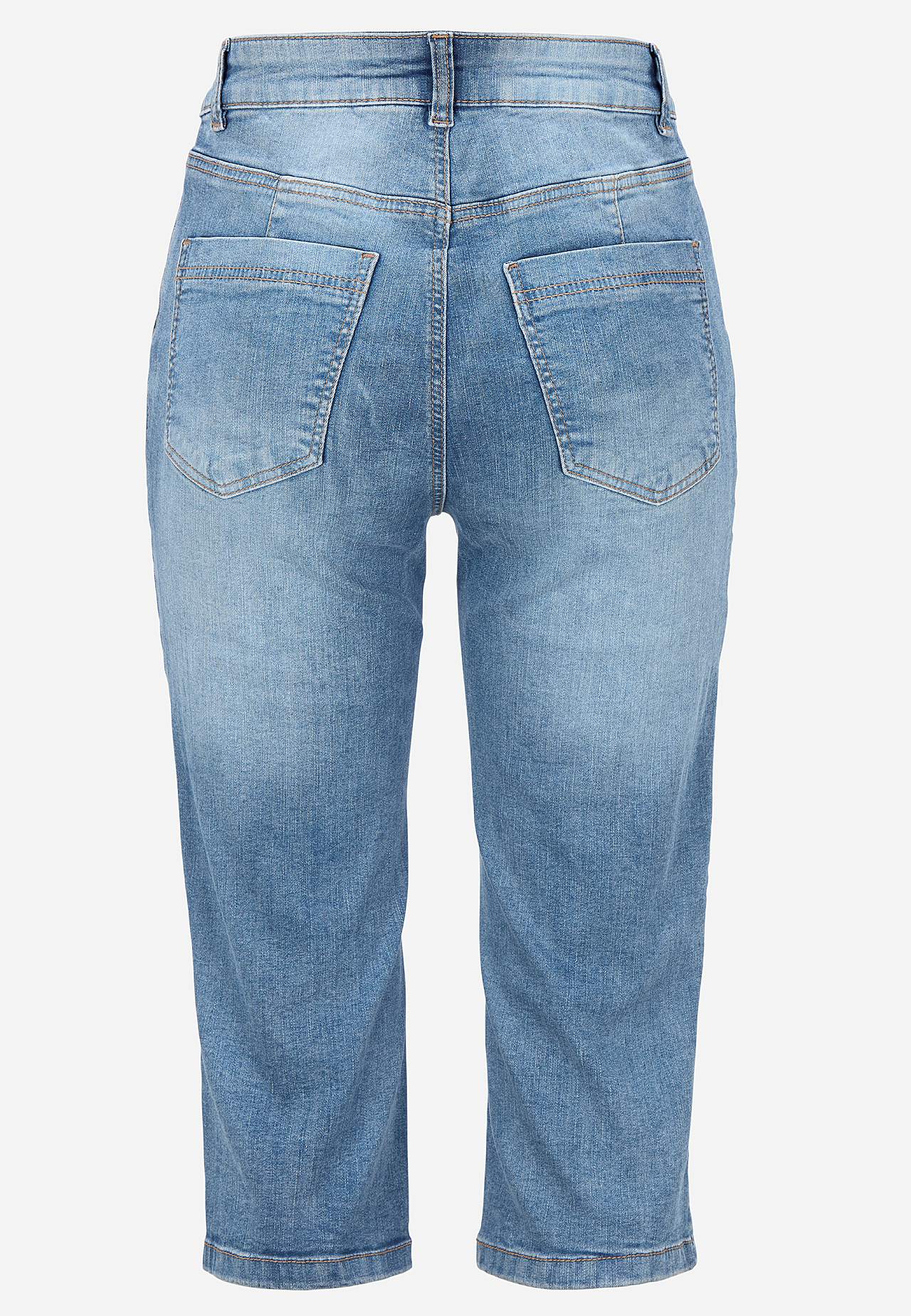Stretchy crop jeans with stitched crease