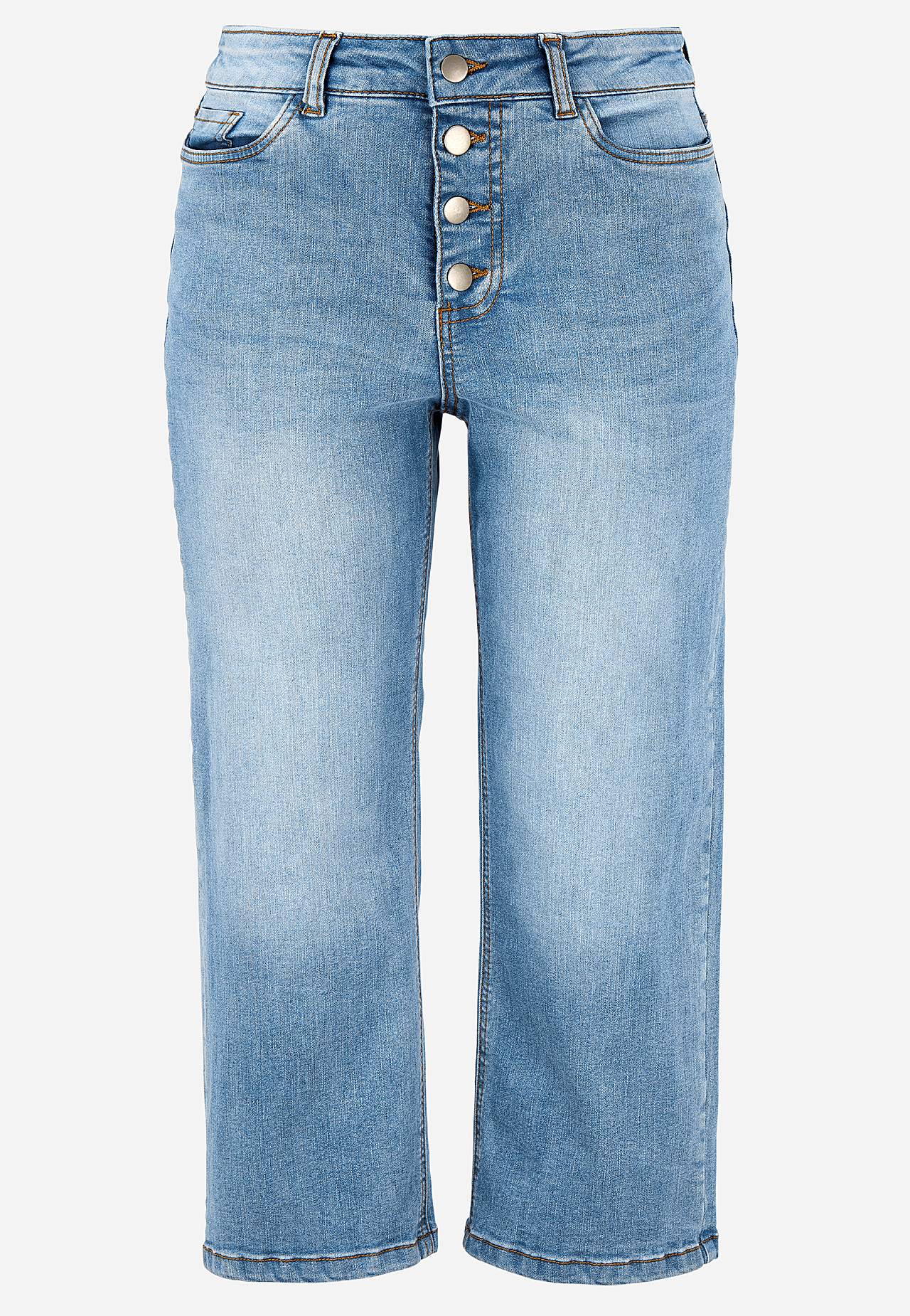 Crop jeans with button fly closure
