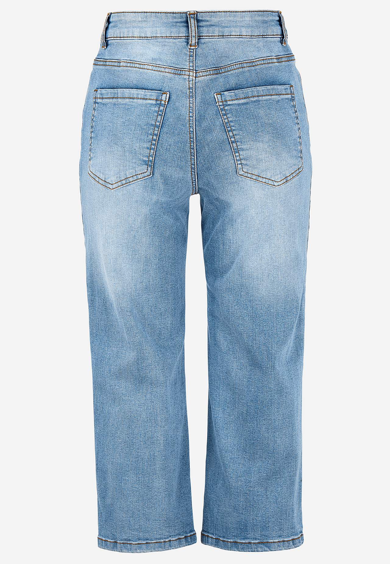 Crop jeans with button fly closure