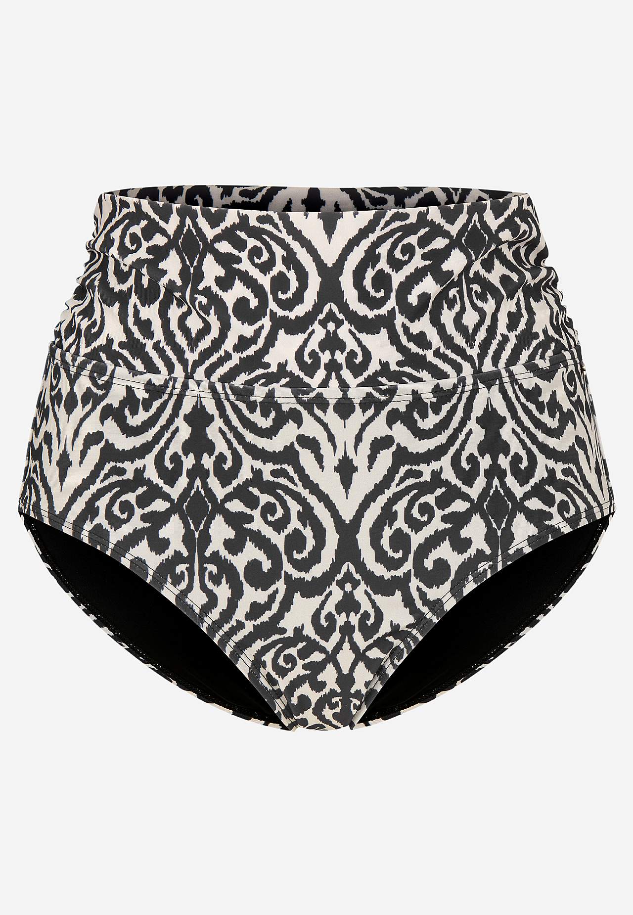 Bikini panty with foldable edge at the waist